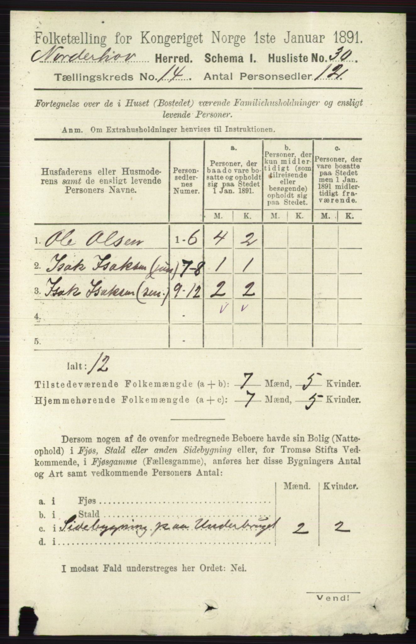 RA, 1891 census for 0613 Norderhov, 1891, p. 9324