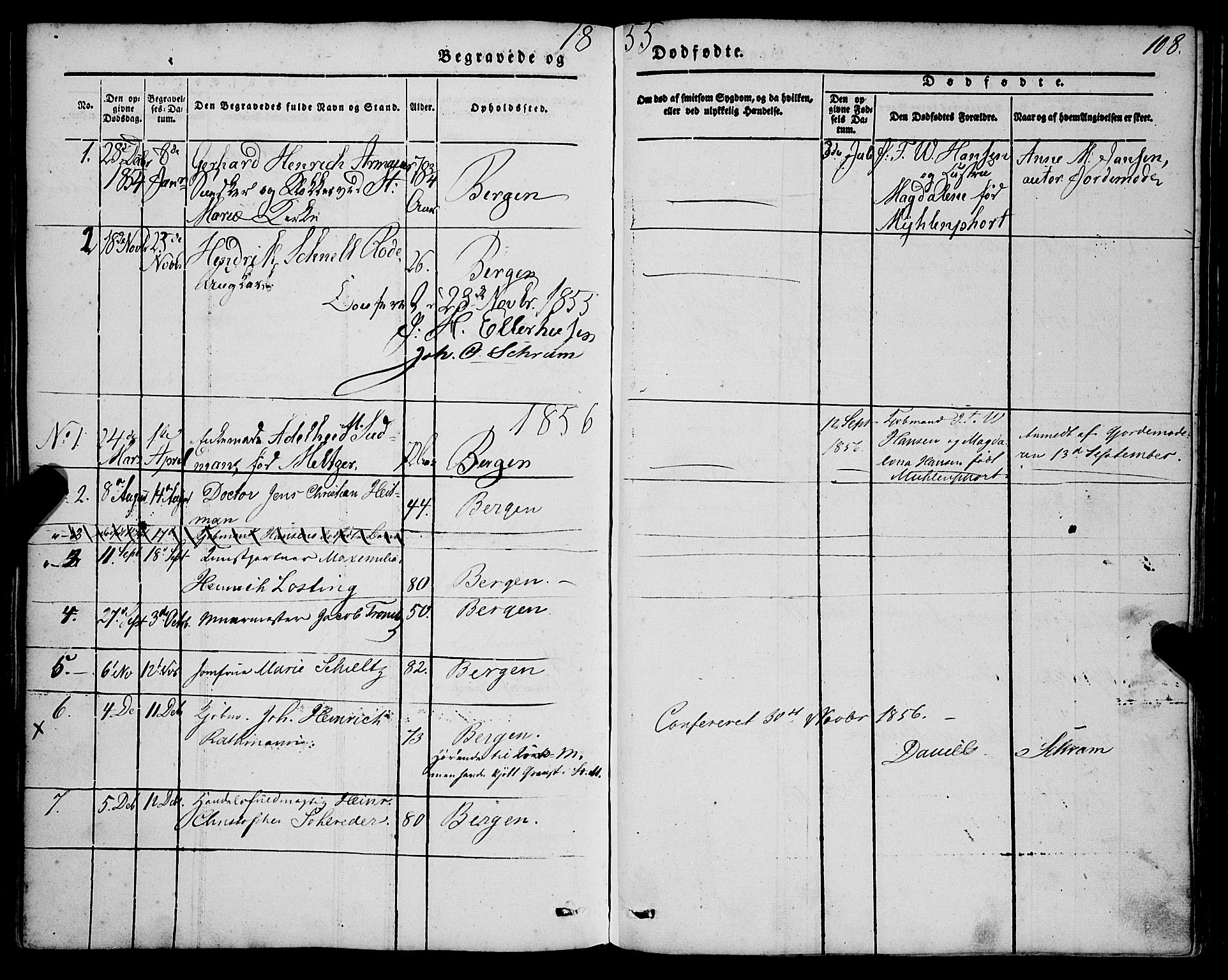 Mariakirken Sokneprestembete, AV/SAB-A-76901/H/Haa/L0006: Parish register (official) no. A 6, 1846-1877, p. 108