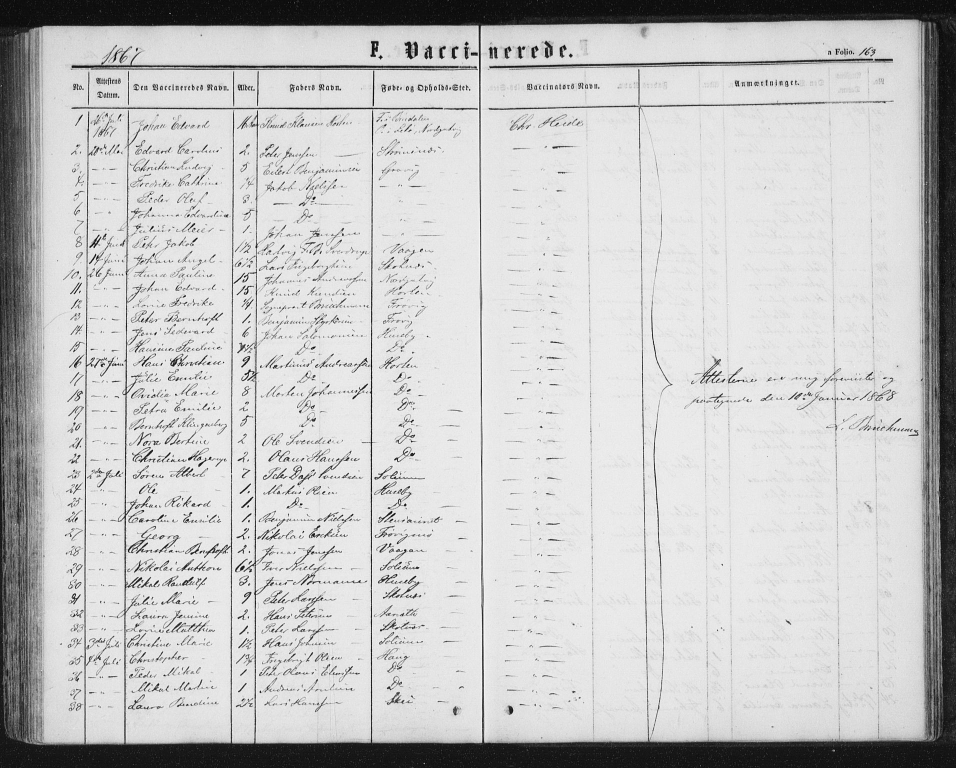 Ministerialprotokoller, klokkerbøker og fødselsregistre - Nord-Trøndelag, SAT/A-1458/788/L0696: Parish register (official) no. 788A03, 1863-1877, p. 163