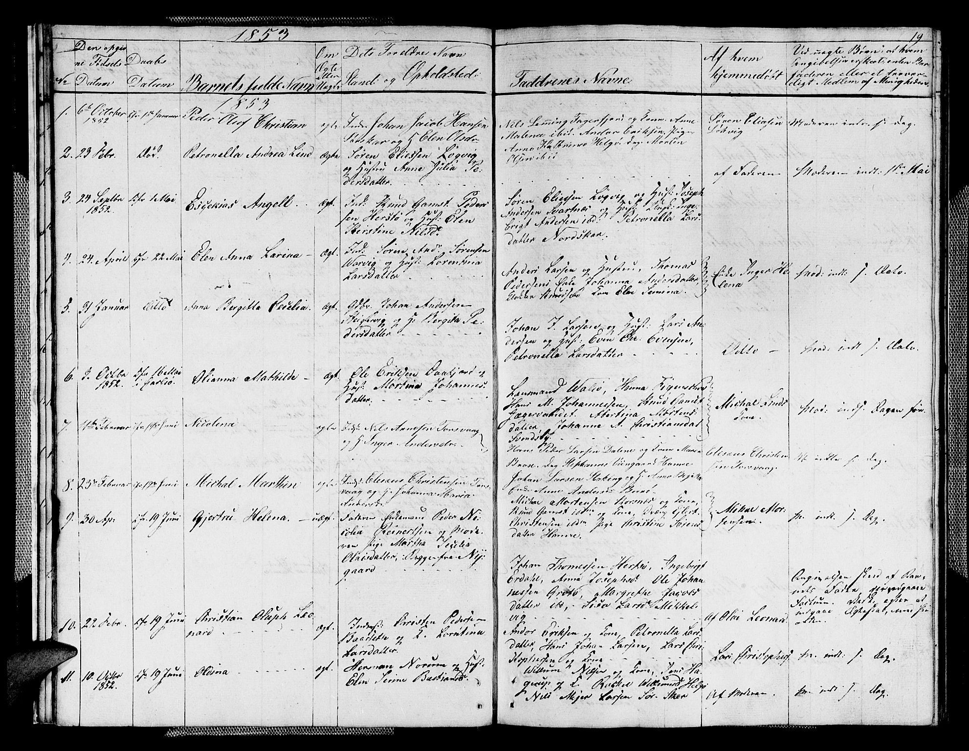 Karlsøy sokneprestembete, SATØ/S-1299/H/Ha/Hab/L0004klokker: Parish register (copy) no. 4, 1845-1870, p. 19