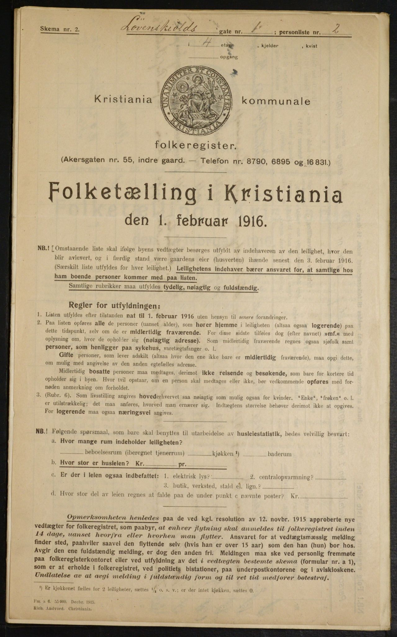 OBA, Municipal Census 1916 for Kristiania, 1916, p. 60101