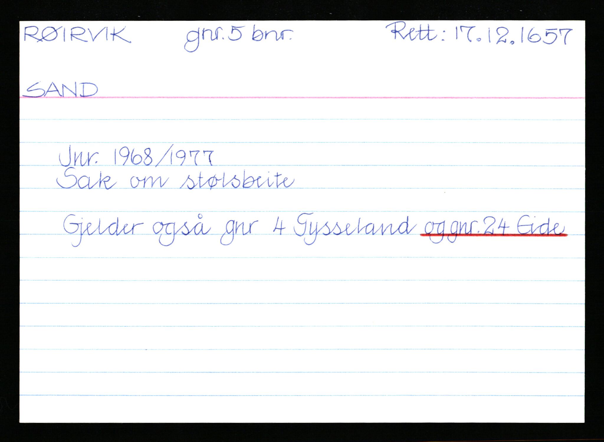 Statsarkivet i Stavanger, AV/SAST-A-101971/03/Y/Yk/L0033: Registerkort sortert etter gårdsnavn: Rosseland store - Sand ytre, 1750-1930, p. 316