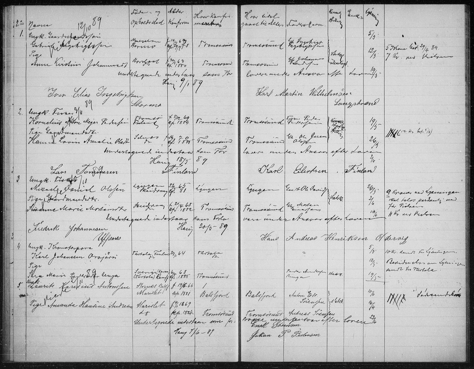 Tromsøysund sokneprestkontor, SATØ/S-1304/H/Hc/L0057: Banns register no. 57, 1887-1894