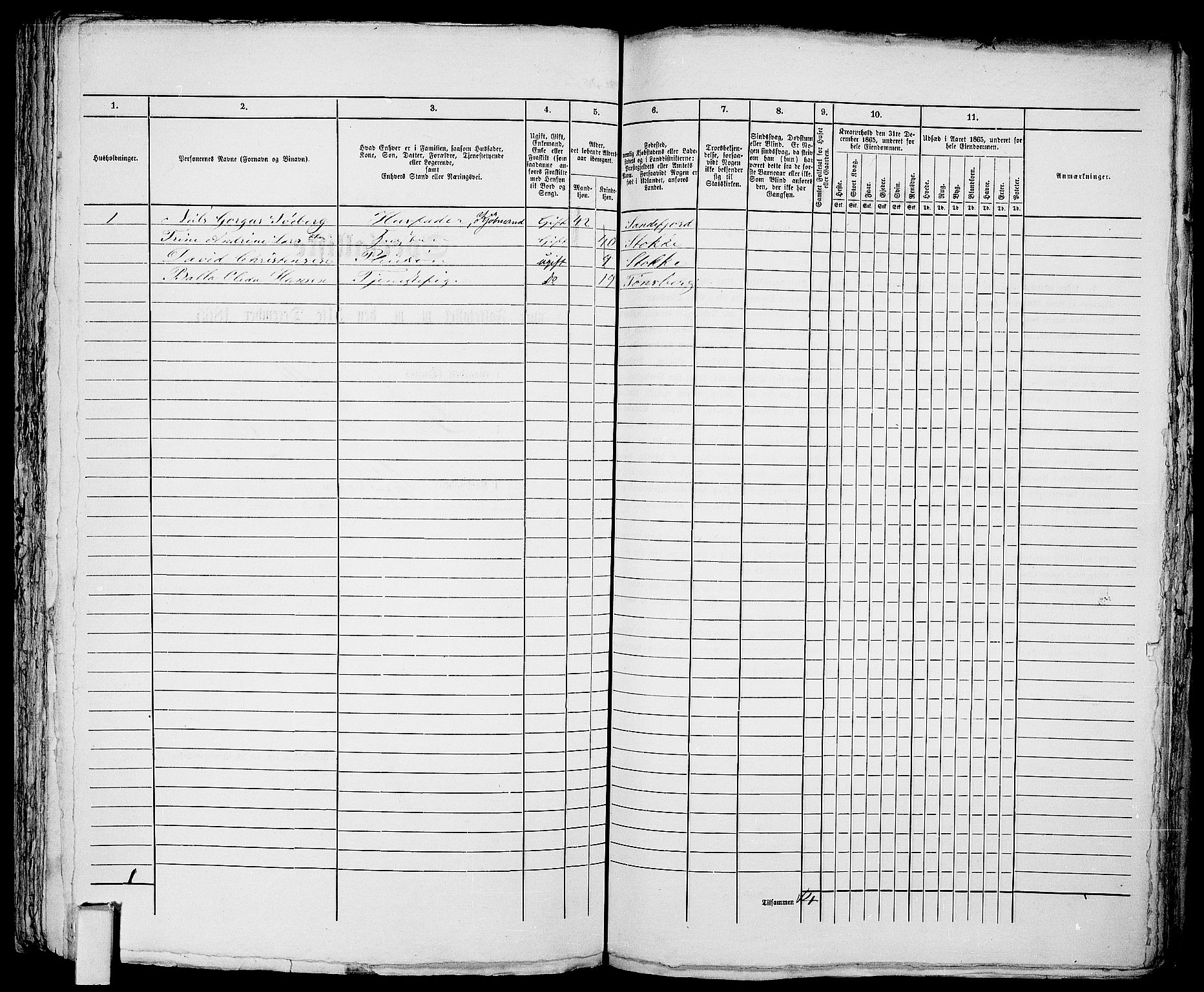 RA, 1865 census for Tønsberg, 1865, p. 301