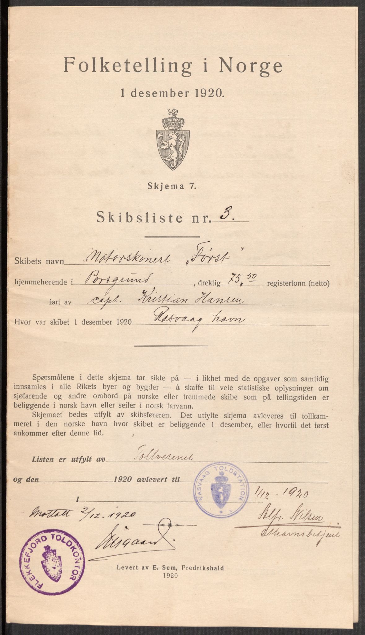 SAK, 1920 census for Flekkefjord, 1920, p. 6409