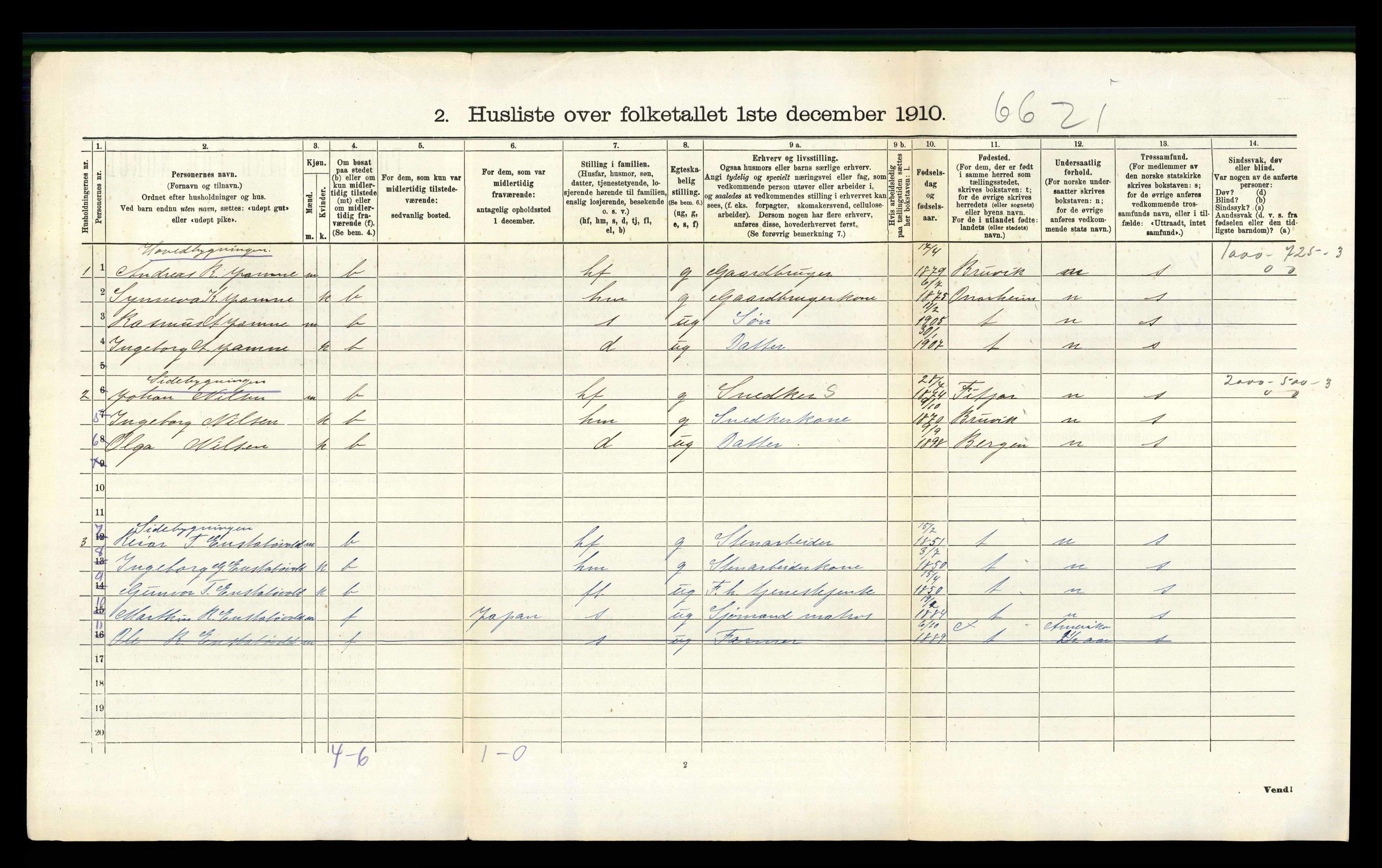 RA, 1910 census for Valestrand, 1910, p. 91