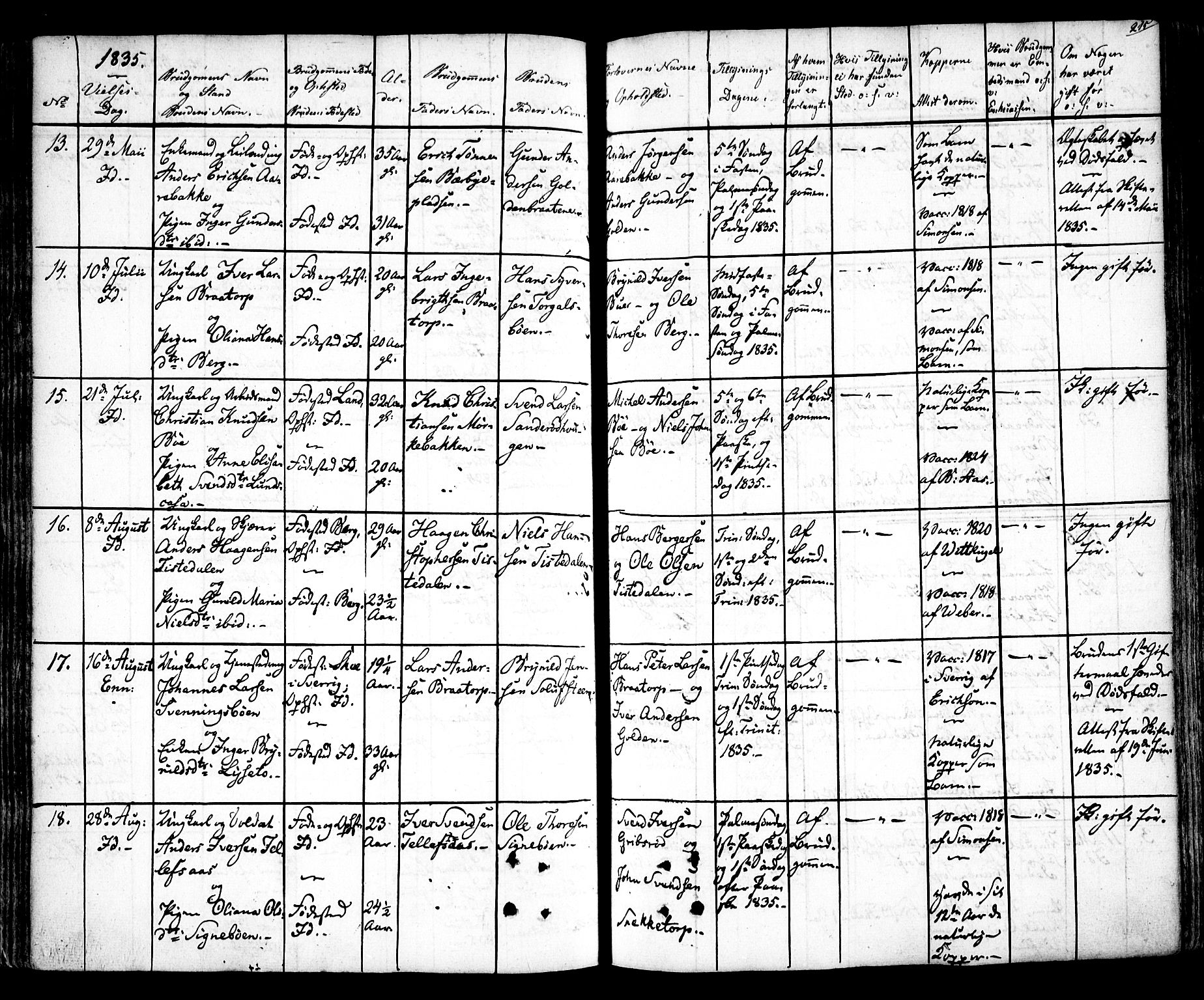 Idd prestekontor Kirkebøker, AV/SAO-A-10911/F/Fc/L0003: Parish register (official) no. III 3, 1832-1847, p. 215