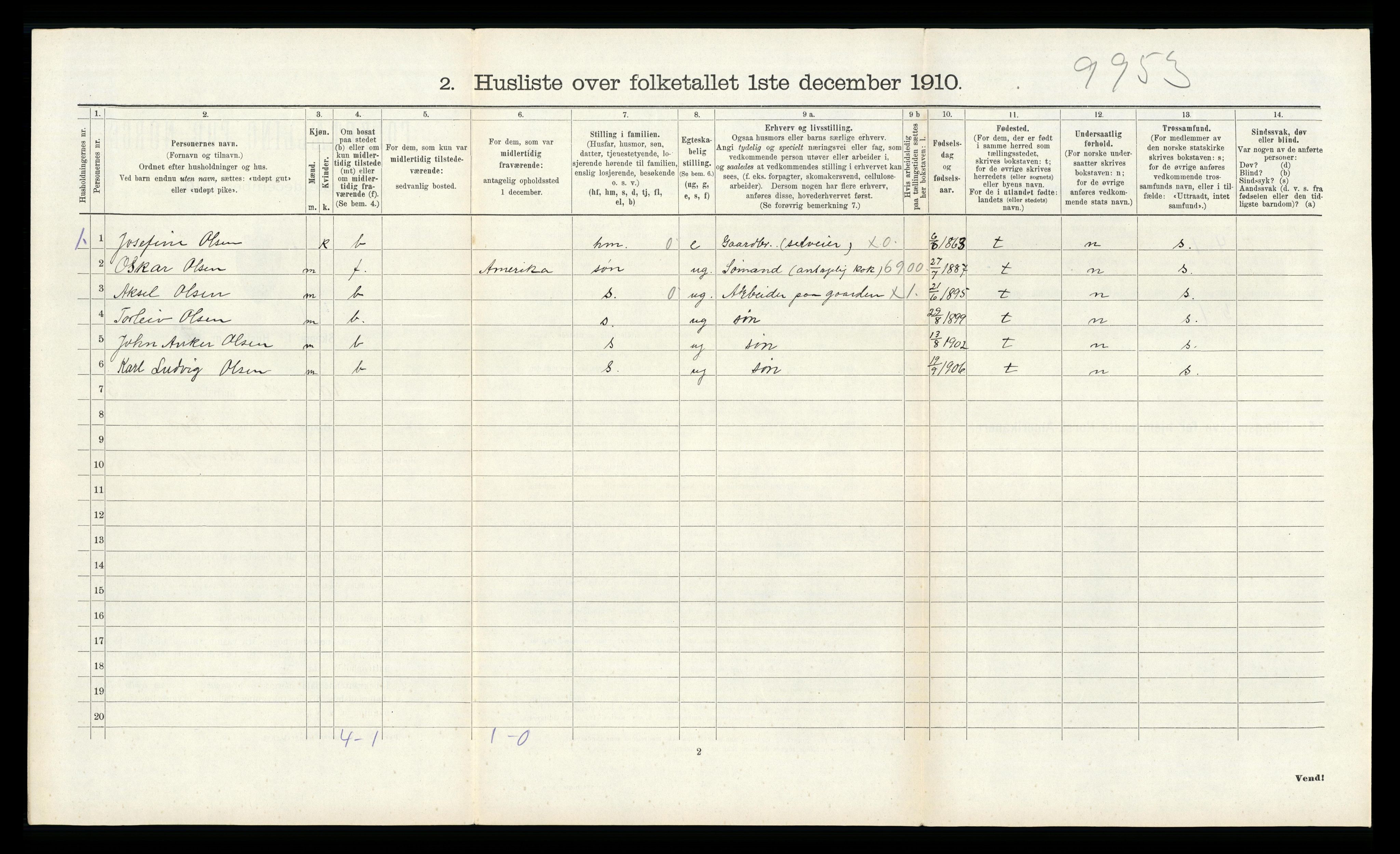 RA, 1910 census for Ramnes, 1910, p. 413