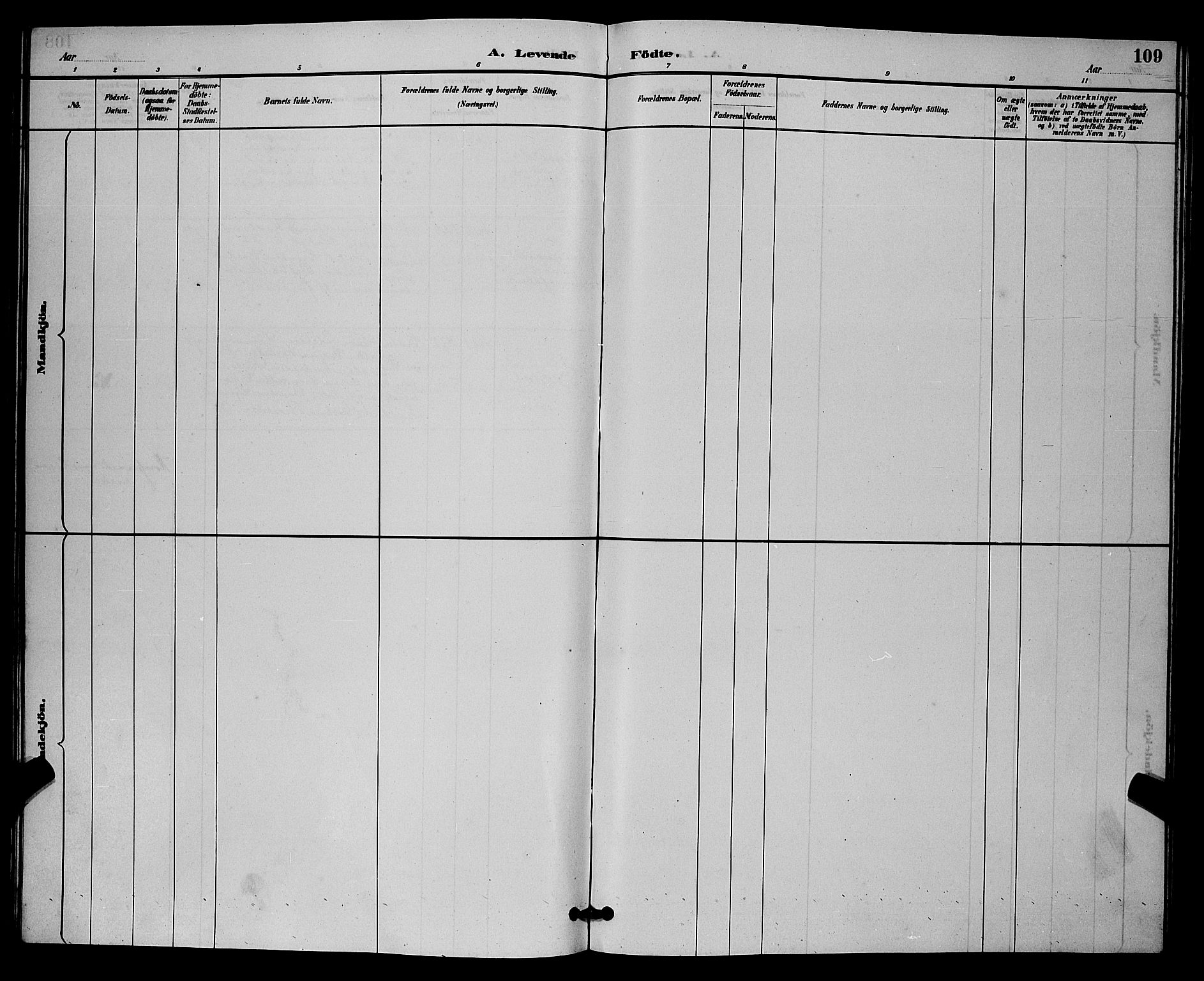 Lye sokneprestkontor, SAST/A-101794/001/30BB/L0008: Parish register (copy) no. B 7, 1887-1901, p. 109