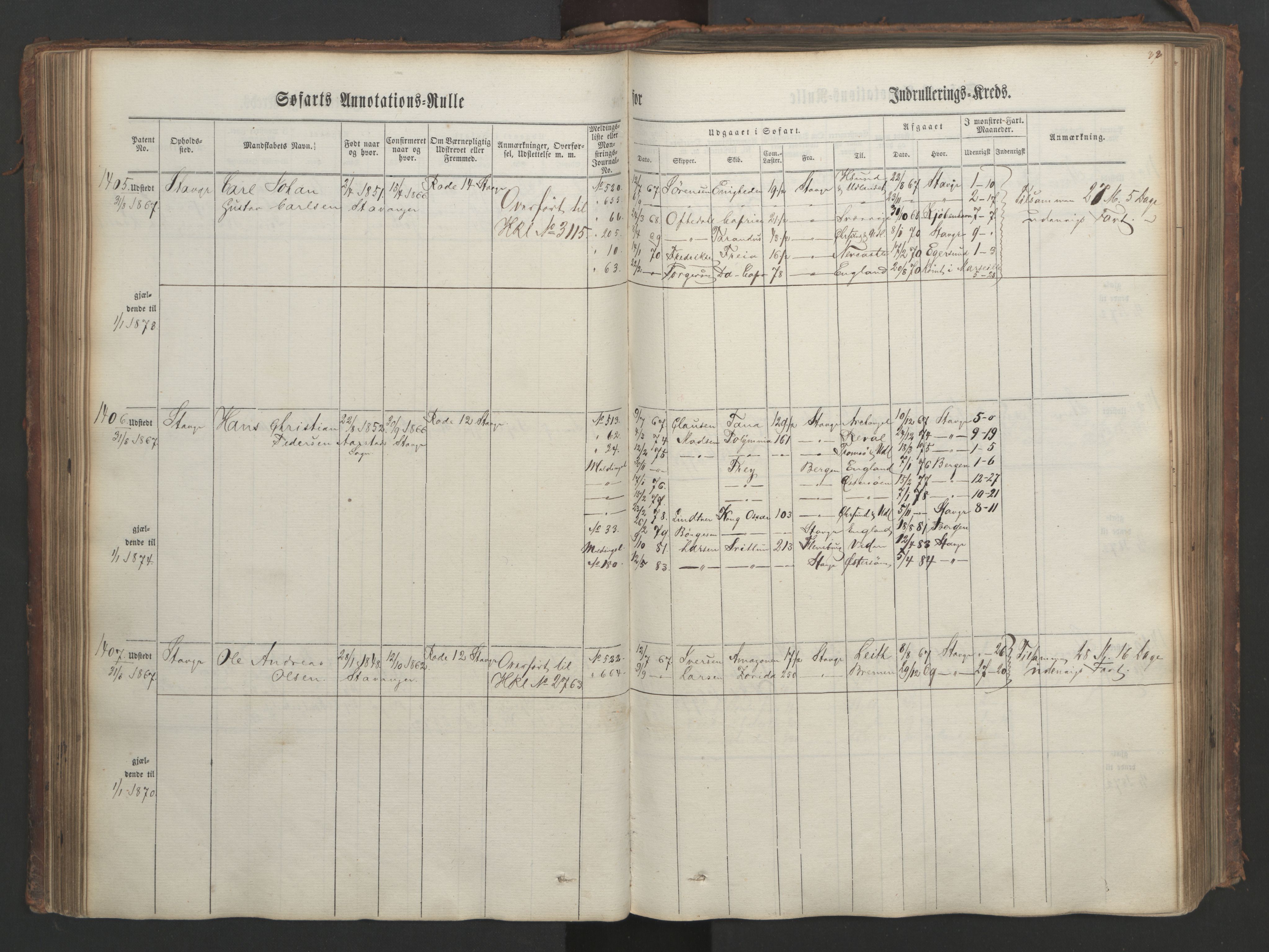 Stavanger sjømannskontor, AV/SAST-A-102006/F/Ff/L0003: Annotasjonsrulle, patentnr. 1144-1761, 1866, p. 102