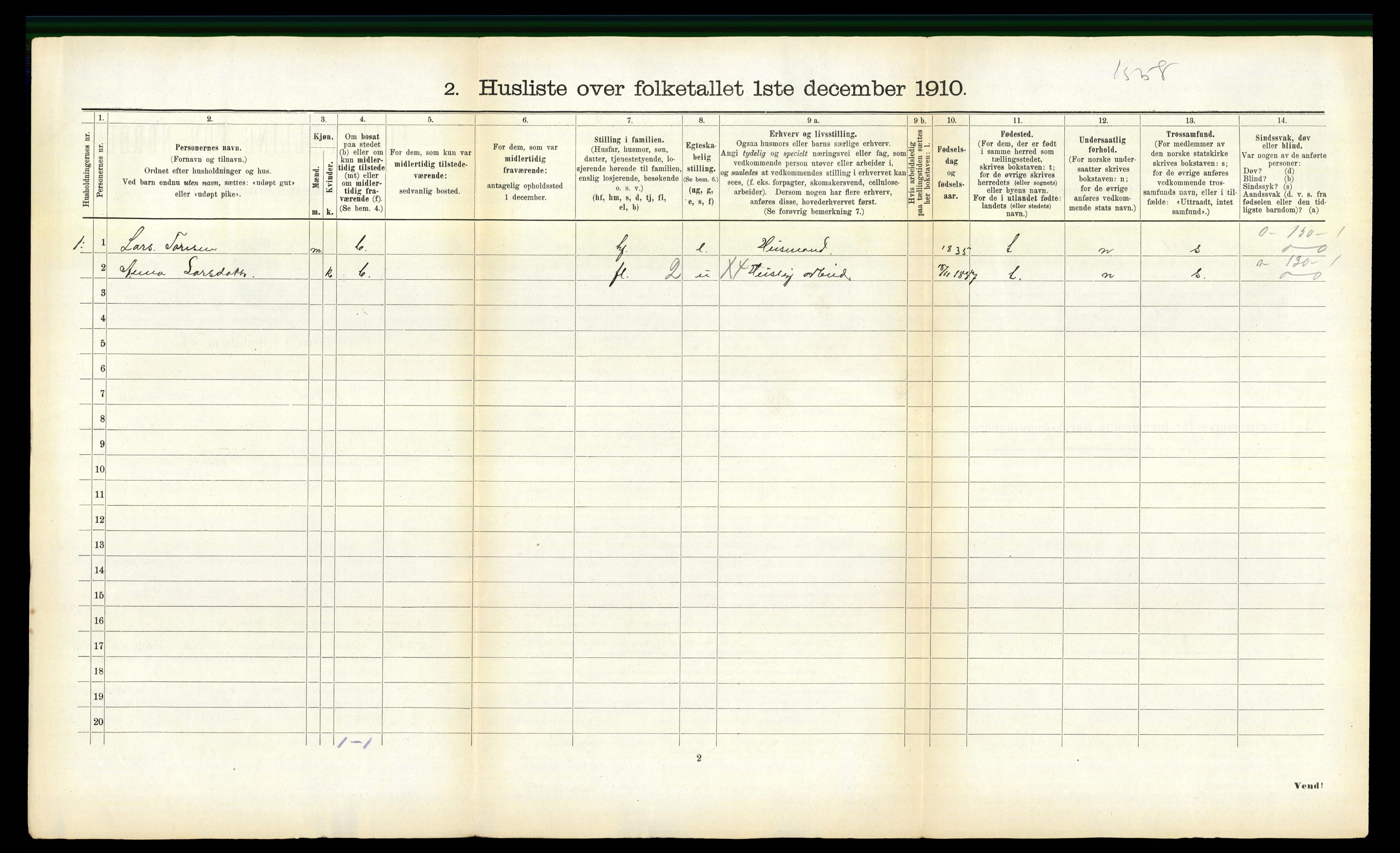 RA, 1910 census for Tustna, 1910, p. 77