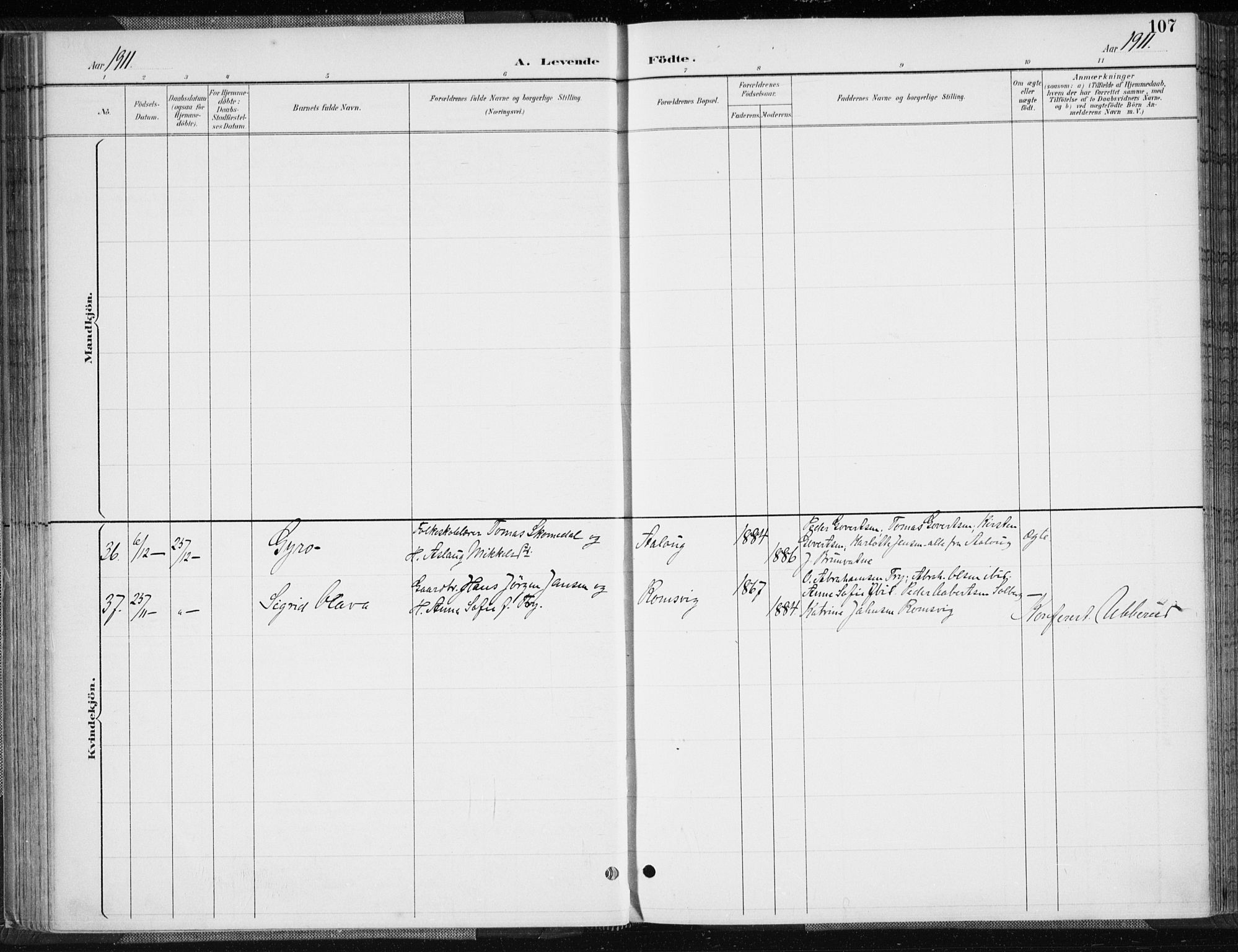 Søgne sokneprestkontor, SAK/1111-0037/F/Fa/Fab/L0013: Parish register (official) no. A 13, 1892-1911, p. 107