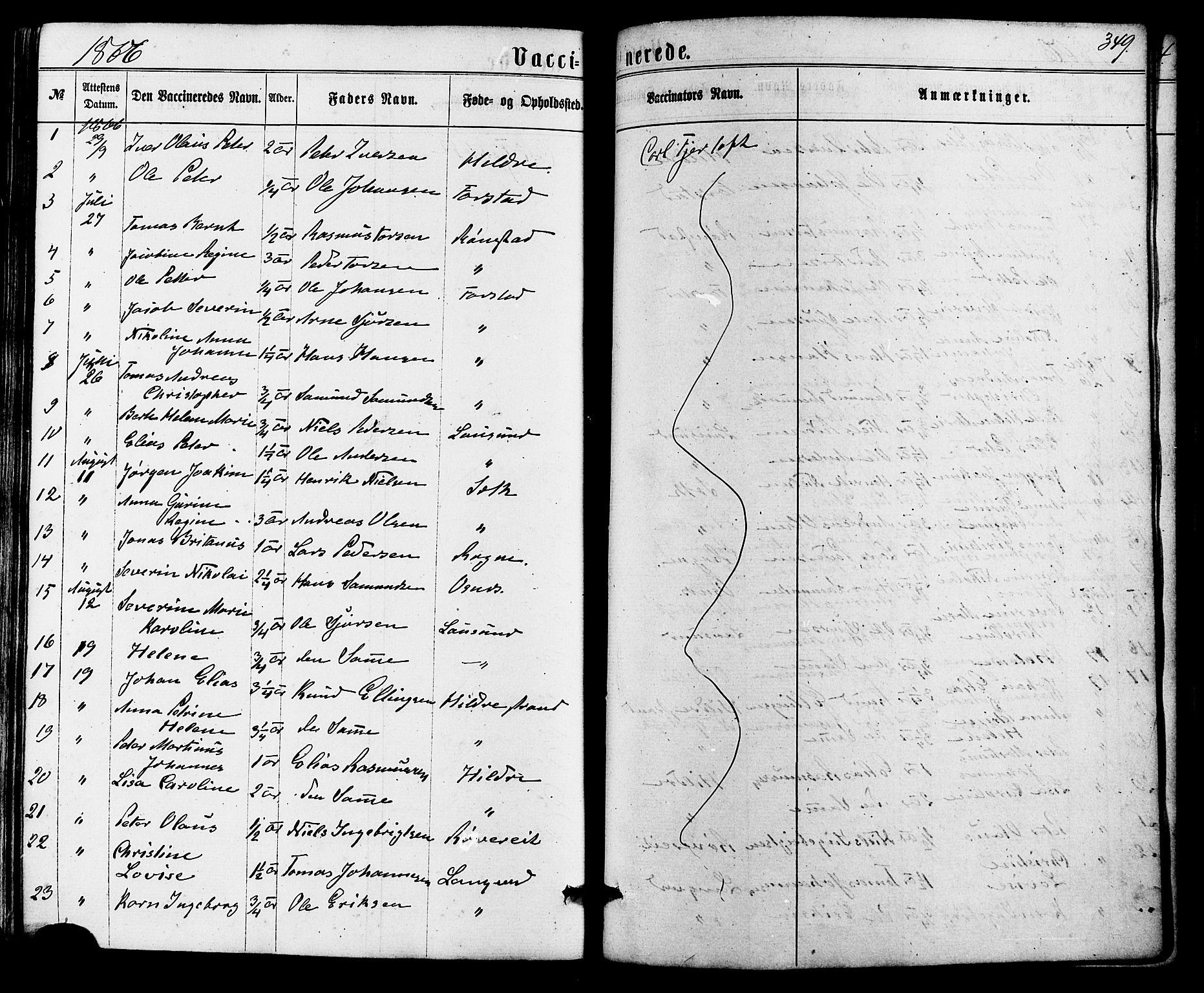 Ministerialprotokoller, klokkerbøker og fødselsregistre - Møre og Romsdal, SAT/A-1454/536/L0498: Parish register (official) no. 536A07, 1862-1875, p. 349