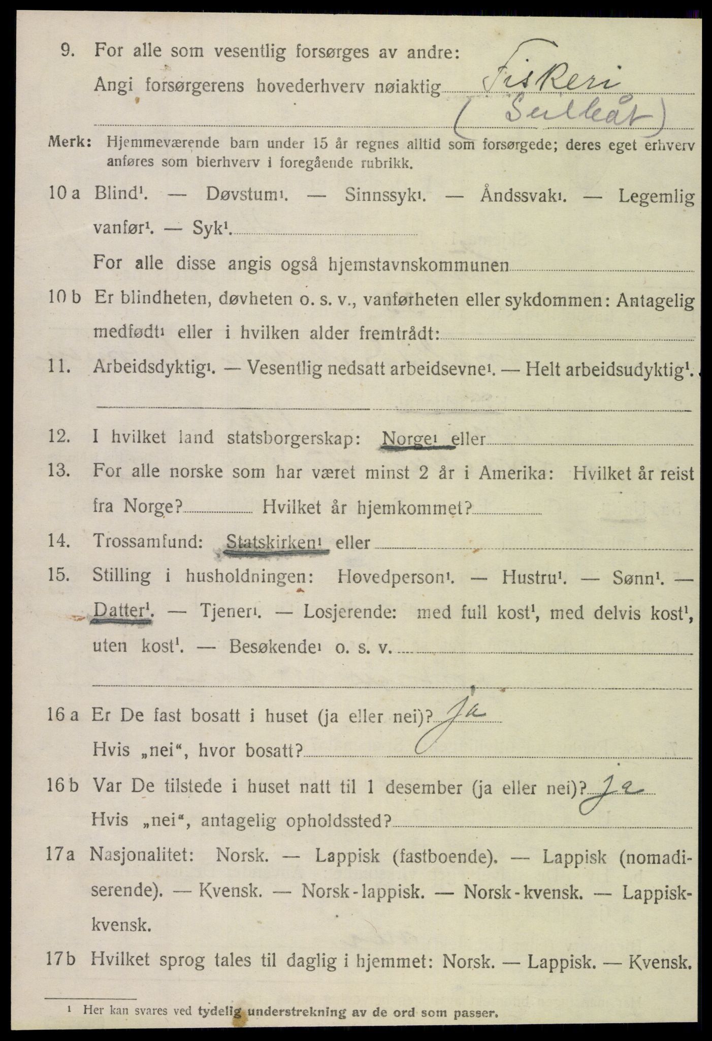 SAT, 1920 census for Lurøy, 1920, p. 1334