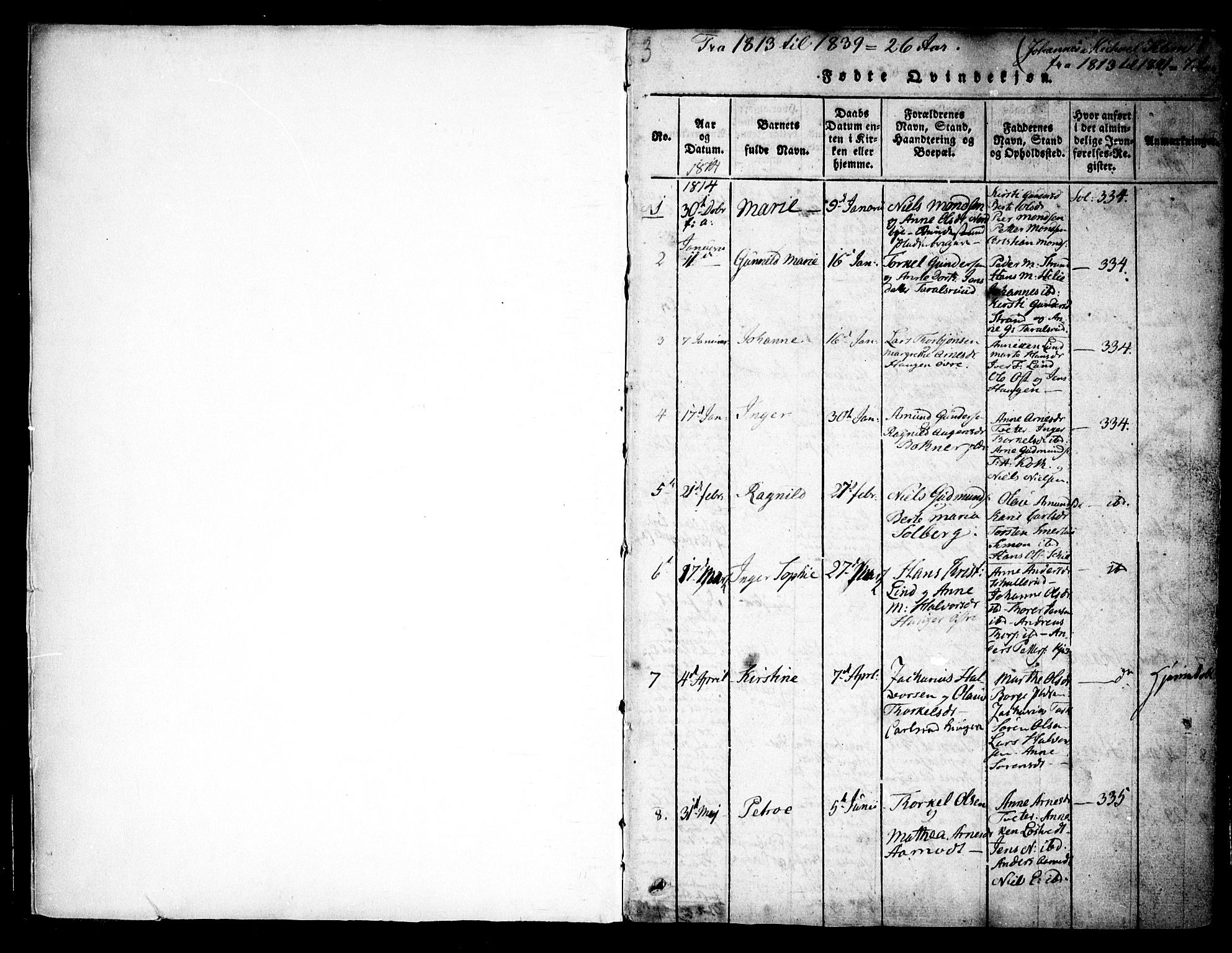 Skiptvet prestekontor Kirkebøker, SAO/A-20009/F/Fa/L0005: Parish register (official) no. 5, 1814-1838, p. 1