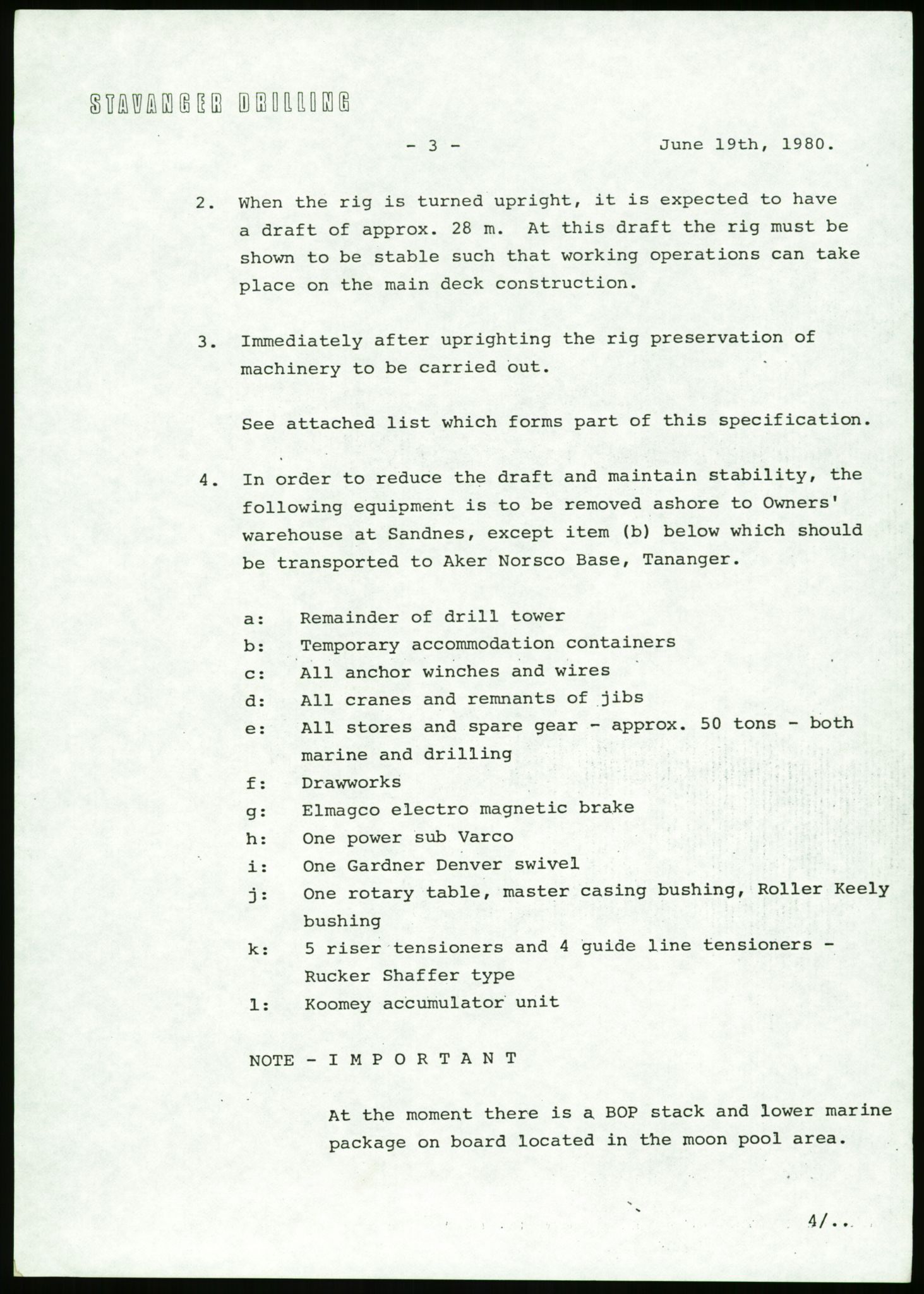 Pa 1503 - Stavanger Drilling AS, AV/SAST-A-101906/Da/L0013: Alexander L. Kielland - Saks- og korrespondansearkiv, 1980, p. 61