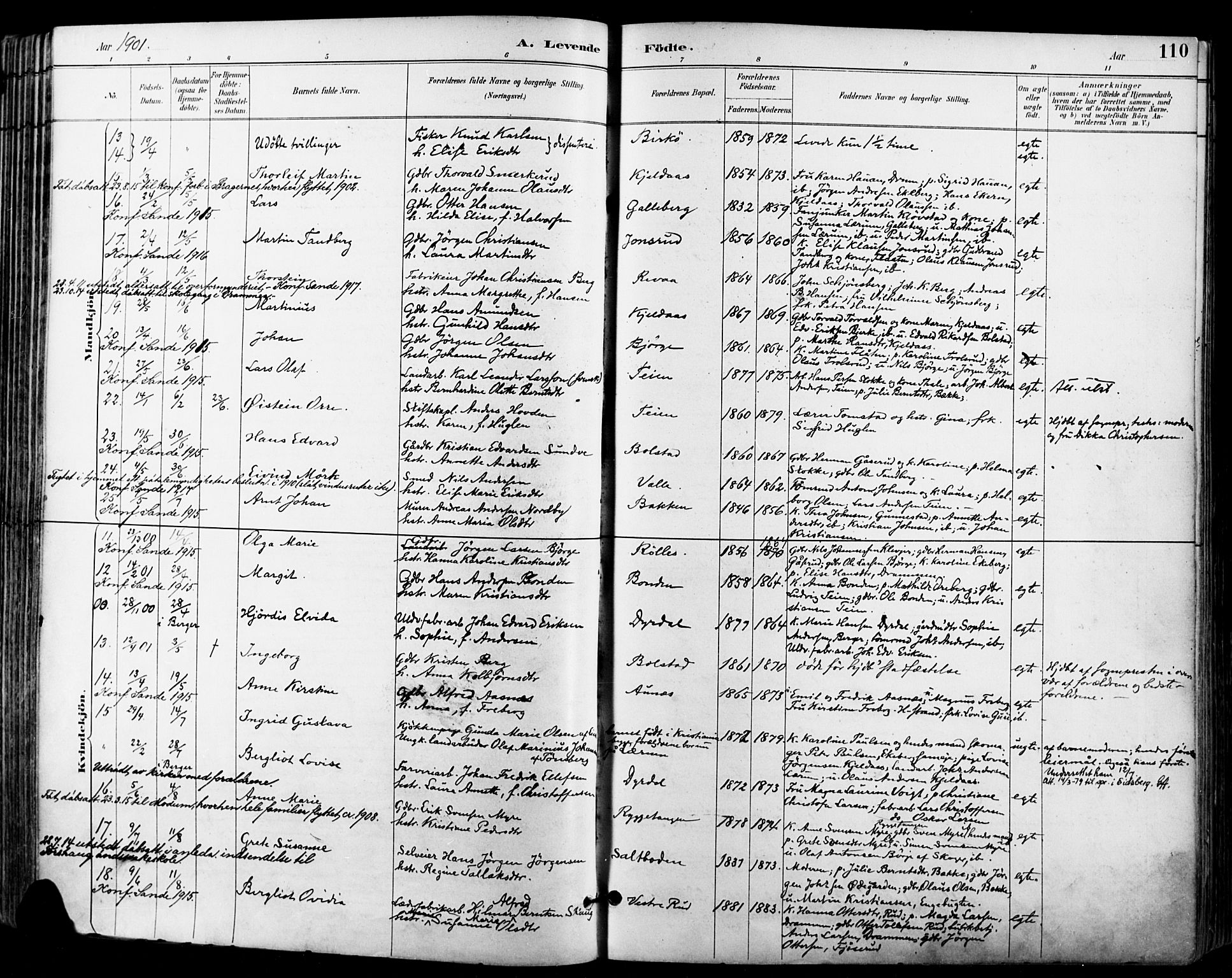 Sande Kirkebøker, AV/SAKO-A-53/F/Fa/L0007: Parish register (official) no. 7, 1888-1903, p. 110