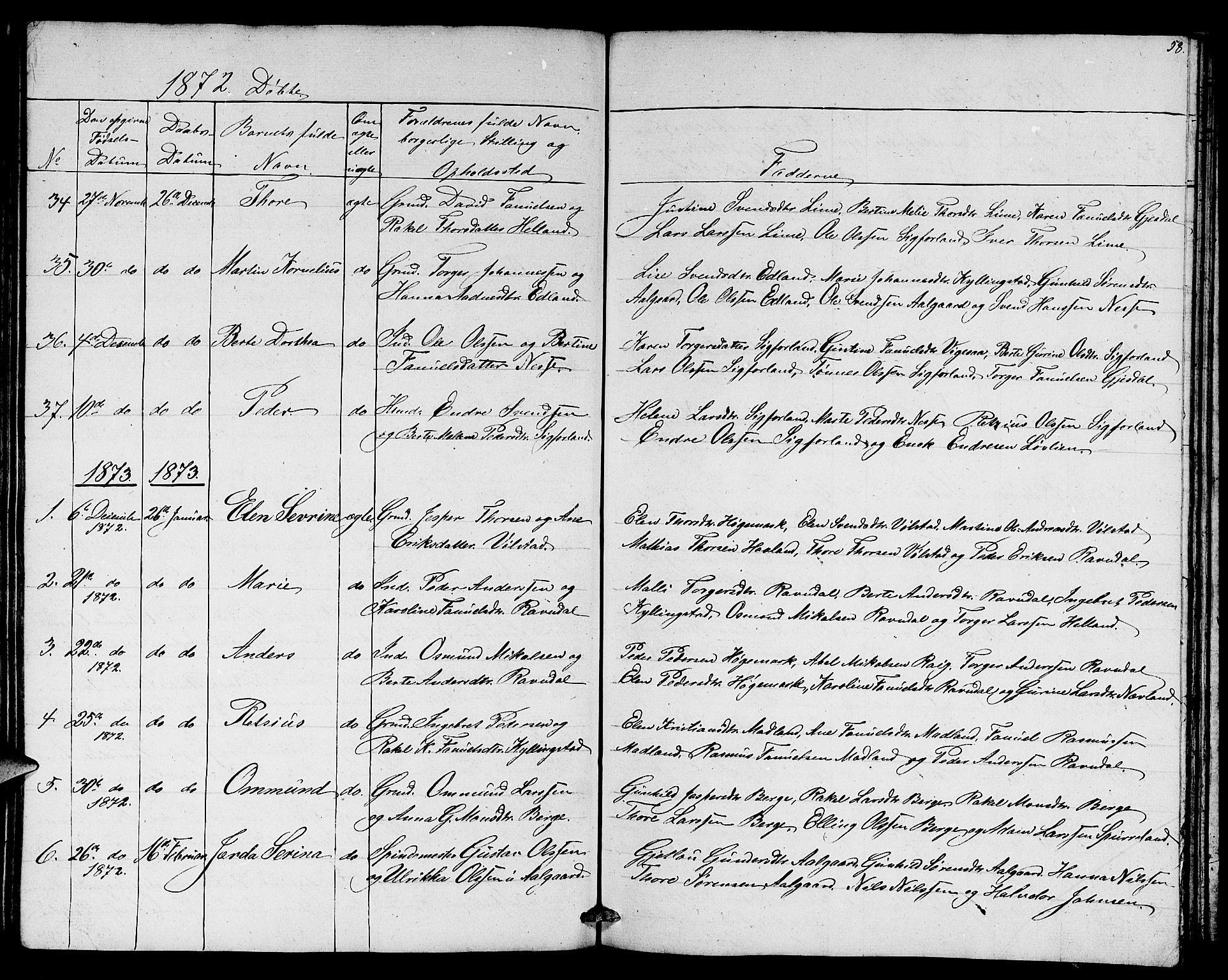 Lye sokneprestkontor, SAST/A-101794/001/30BB/L0003: Parish register (copy) no. B 3, 1852-1874, p. 58