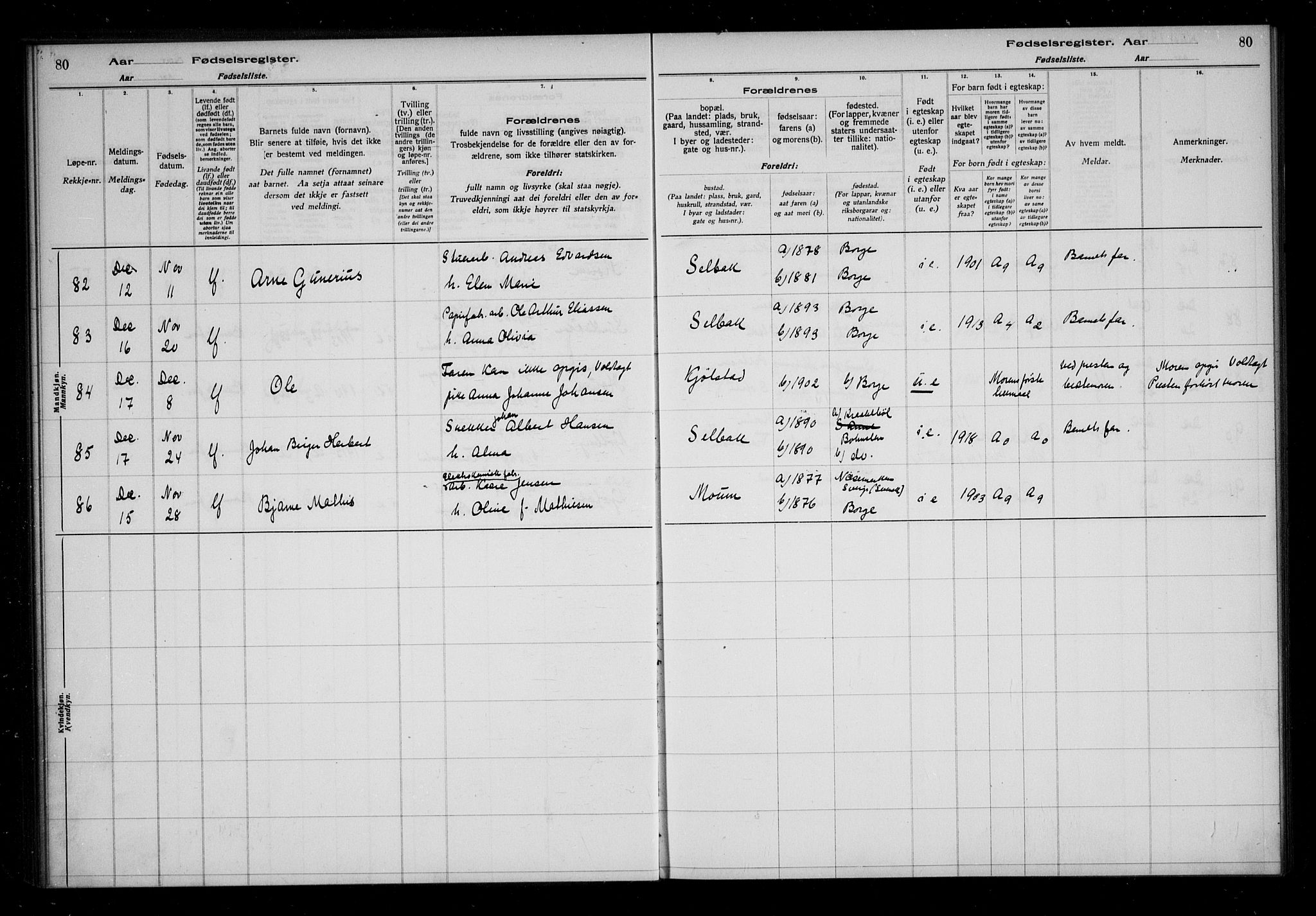 Borge prestekontor Kirkebøker, AV/SAO-A-10903/J/Ja/L0001: Birth register no. I 1, 1916-1925, p. 80