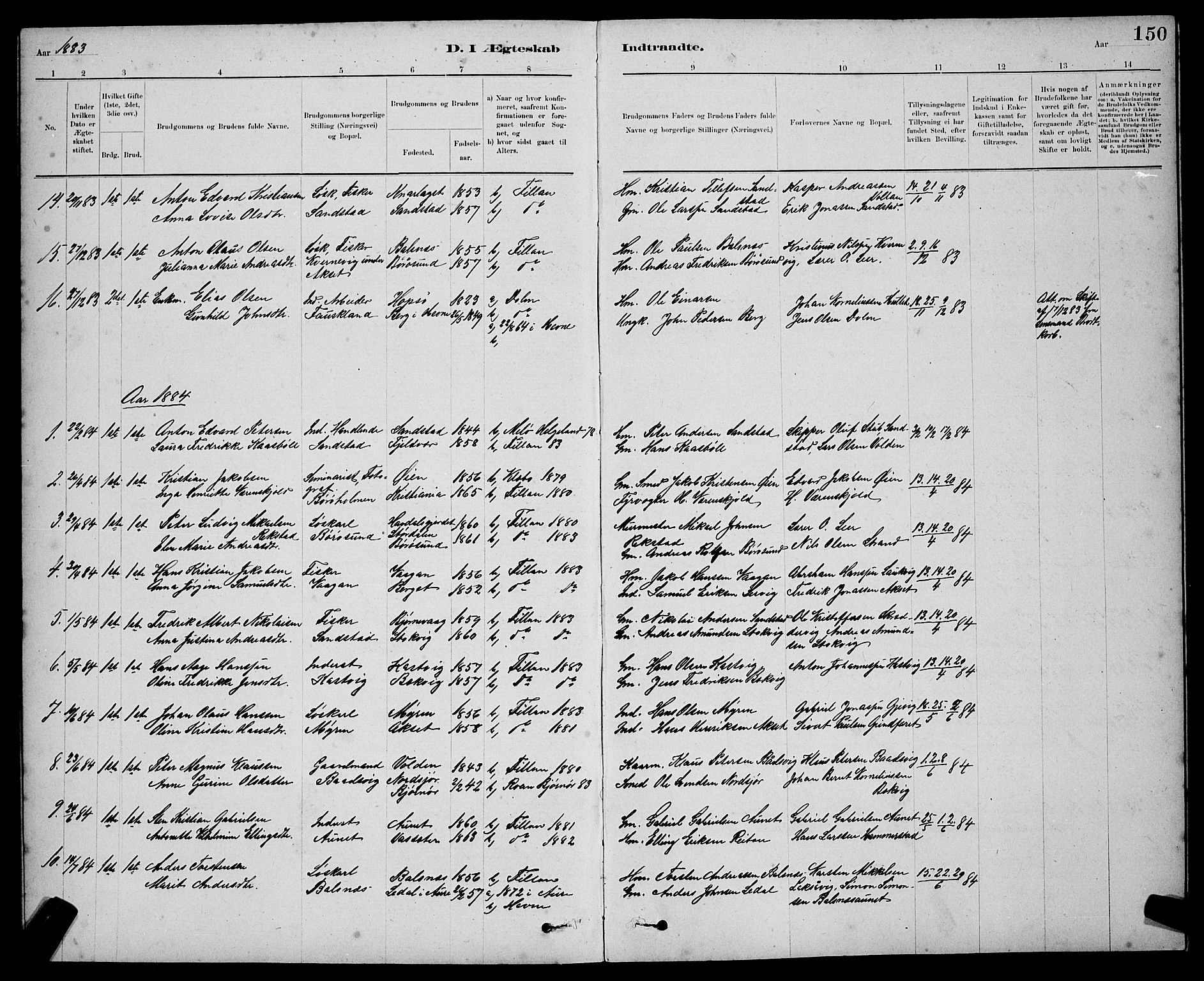 Ministerialprotokoller, klokkerbøker og fødselsregistre - Sør-Trøndelag, SAT/A-1456/637/L0562: Parish register (copy) no. 637C03, 1883-1898, p. 150