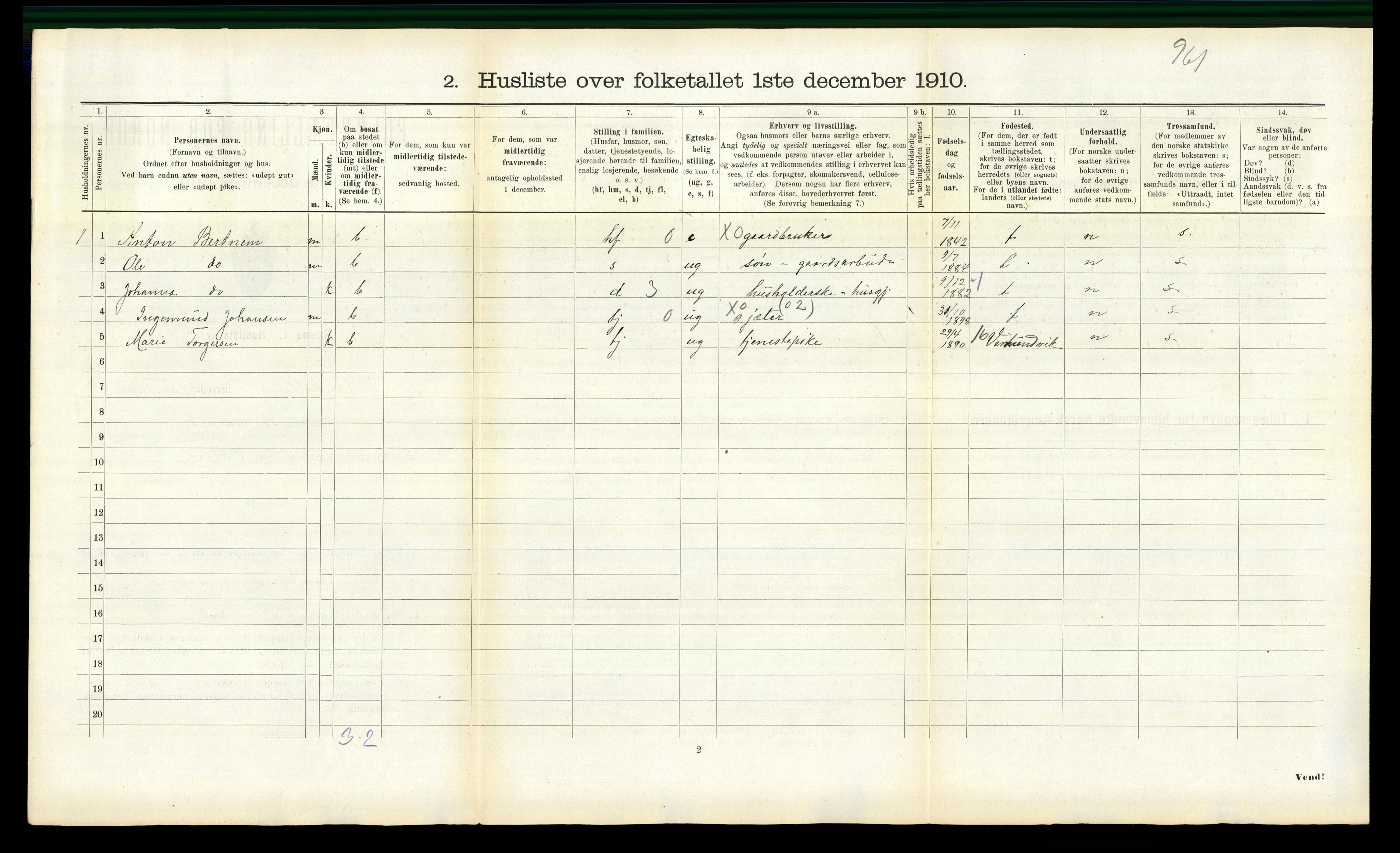 RA, 1910 census for Overhalla, 1910, p. 460