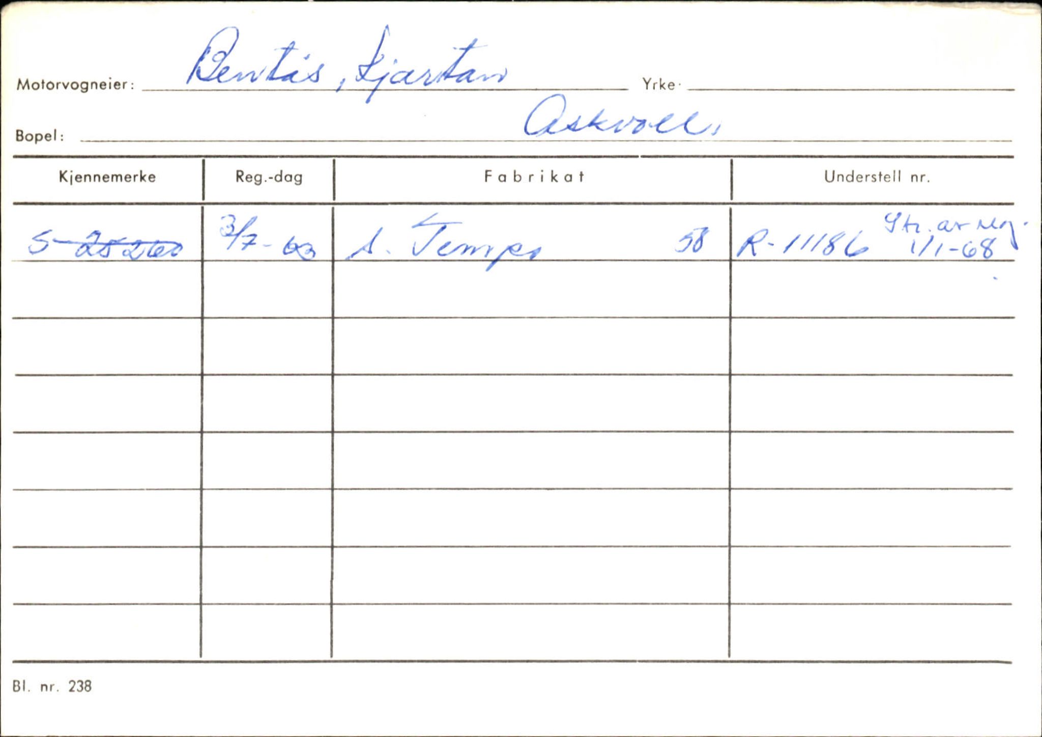 Statens vegvesen, Sogn og Fjordane vegkontor, AV/SAB-A-5301/4/F/L0132: Eigarregister Askvoll A-Å. Balestrand A-Å, 1945-1975, p. 105