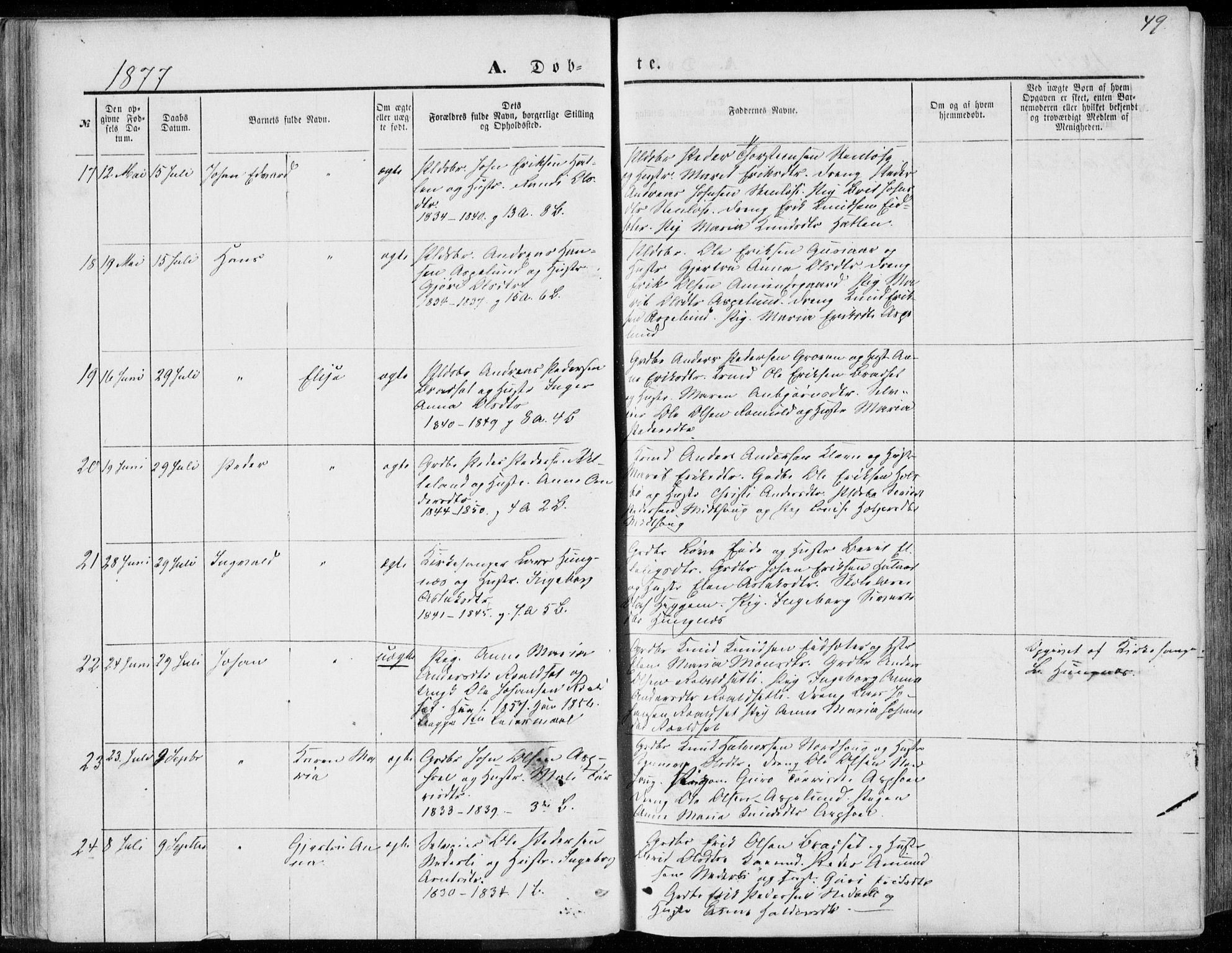 Ministerialprotokoller, klokkerbøker og fødselsregistre - Møre og Romsdal, SAT/A-1454/557/L0681: Parish register (official) no. 557A03, 1869-1886, p. 49