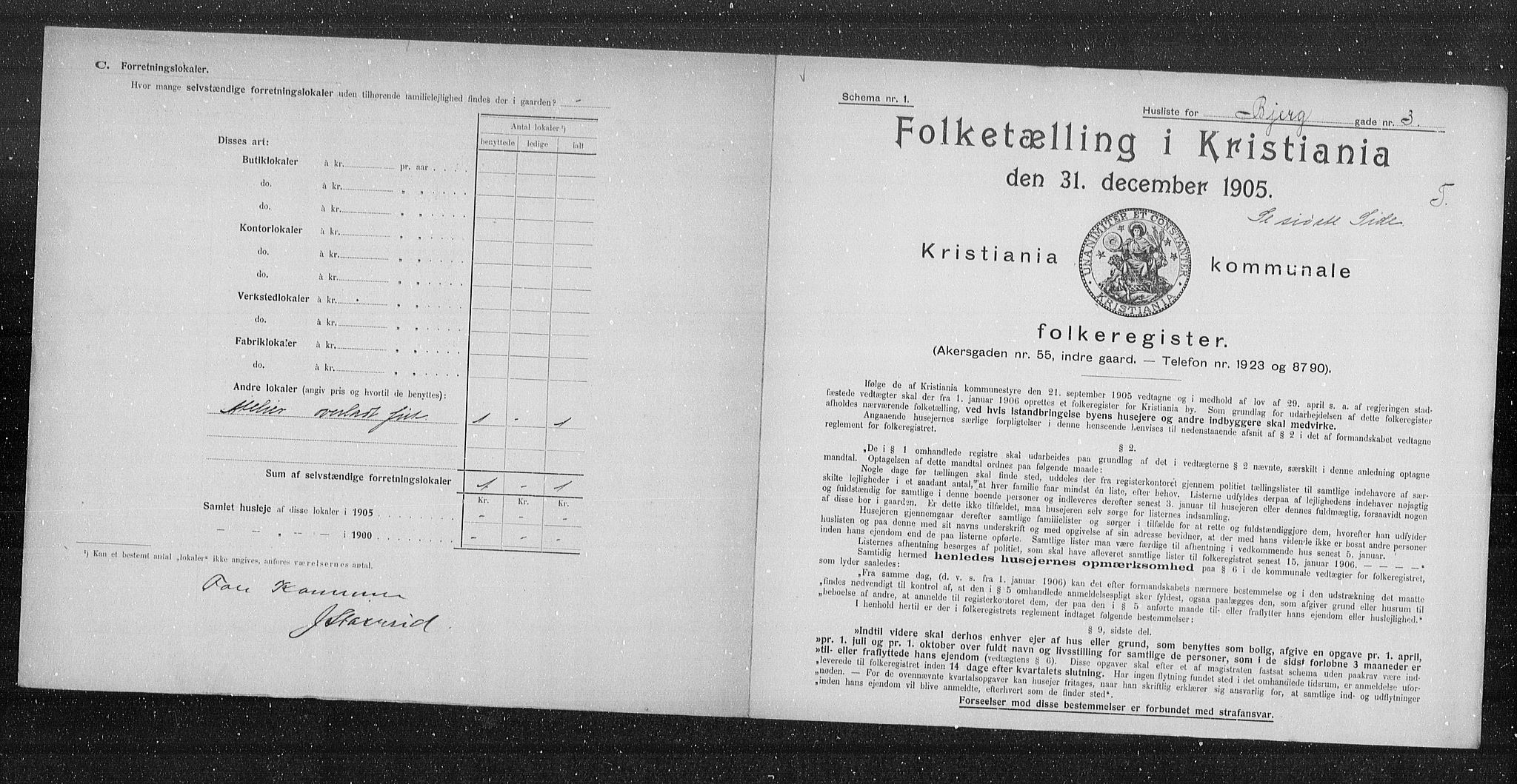 OBA, Municipal Census 1905 for Kristiania, 1905, p. 2633