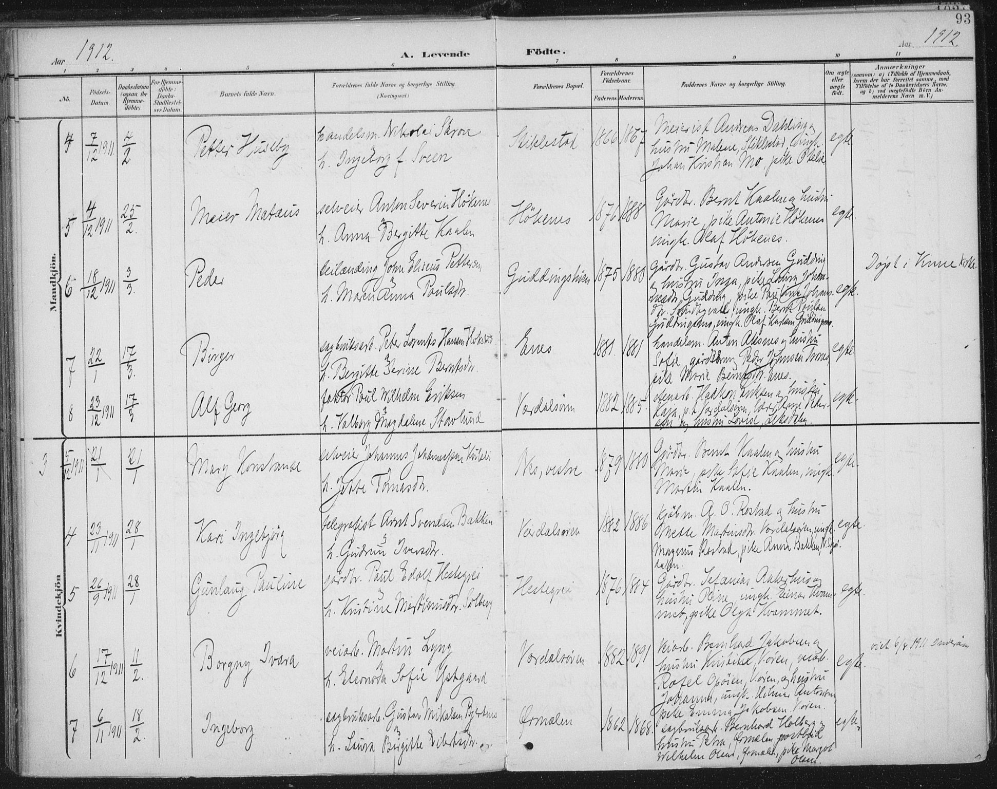 Ministerialprotokoller, klokkerbøker og fødselsregistre - Nord-Trøndelag, SAT/A-1458/723/L0246: Parish register (official) no. 723A15, 1900-1917, p. 93