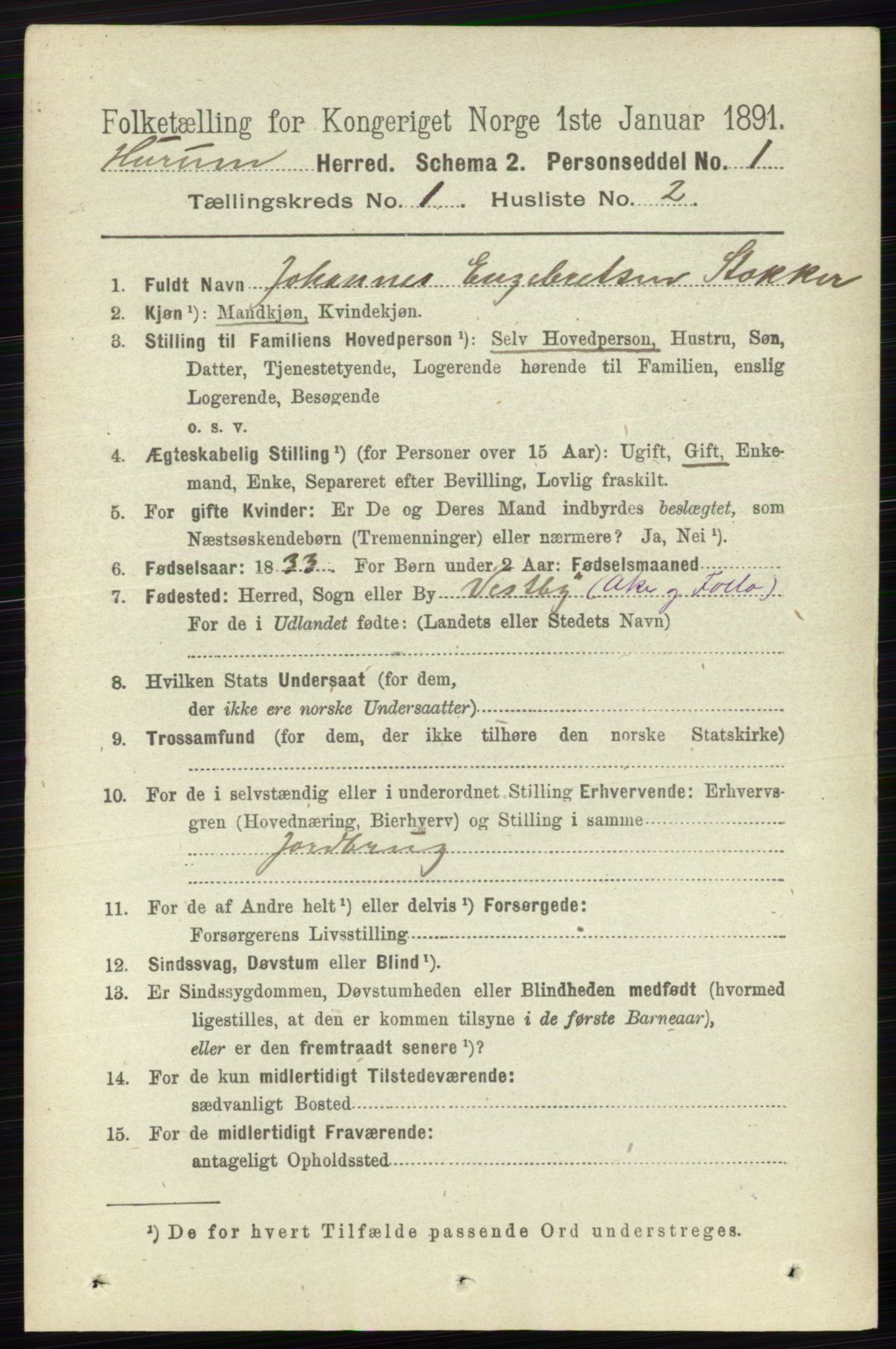 RA, 1891 census for 0628 Hurum, 1891, p. 87