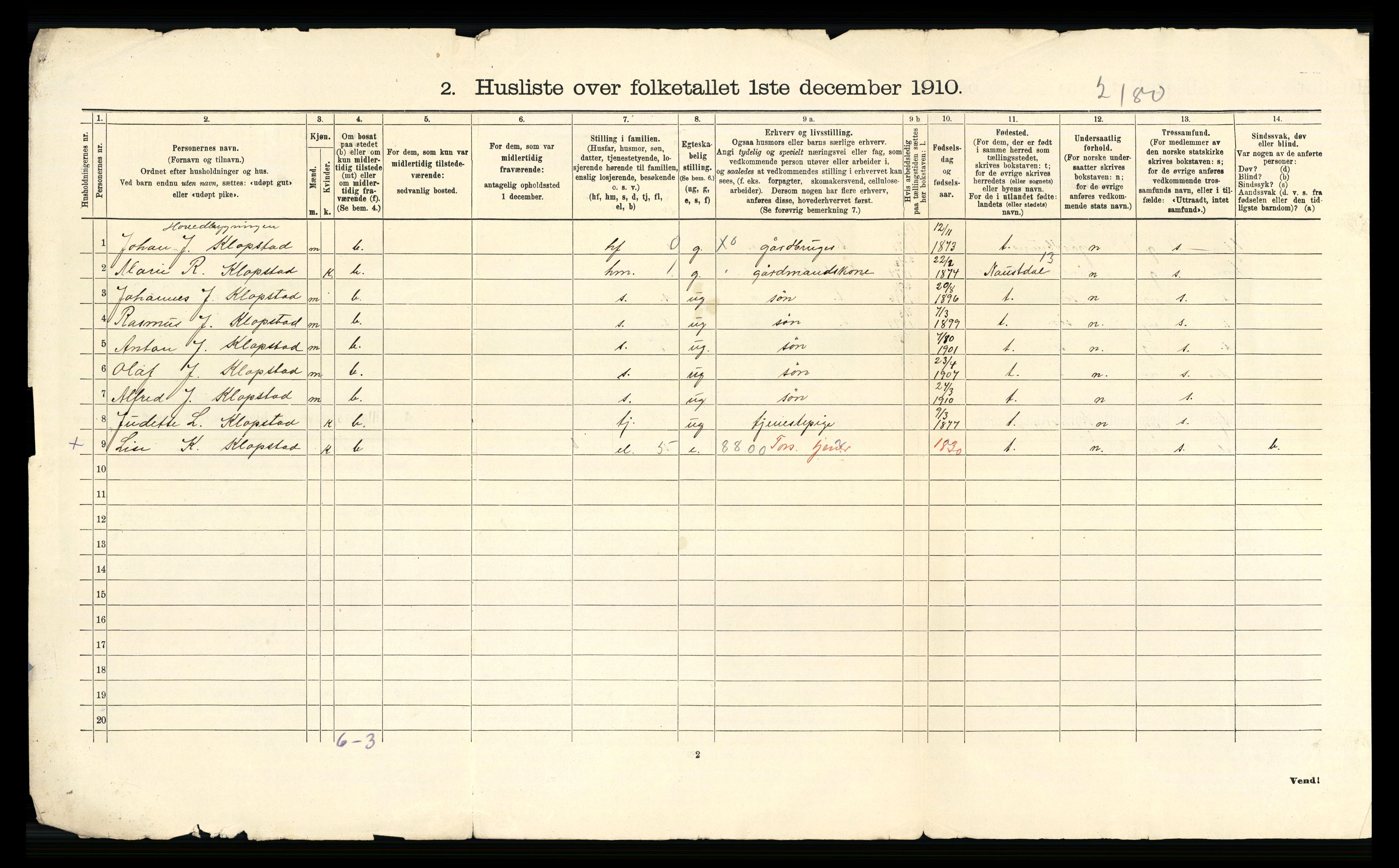 RA, 1910 census for Førde, 1910, p. 44