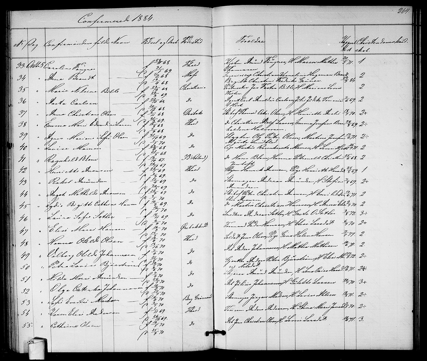 Halden prestekontor Kirkebøker, SAO/A-10909/G/Ga/L0007: Parish register (copy) no. 7, 1869-1884, p. 264