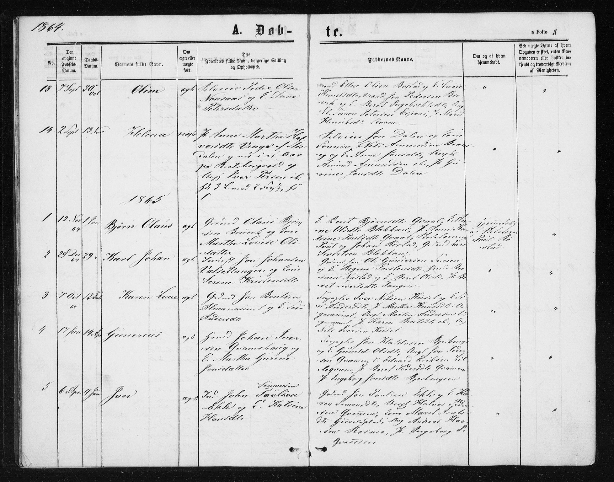 Ministerialprotokoller, klokkerbøker og fødselsregistre - Sør-Trøndelag, SAT/A-1456/608/L0333: Parish register (official) no. 608A02, 1862-1876, p. 8