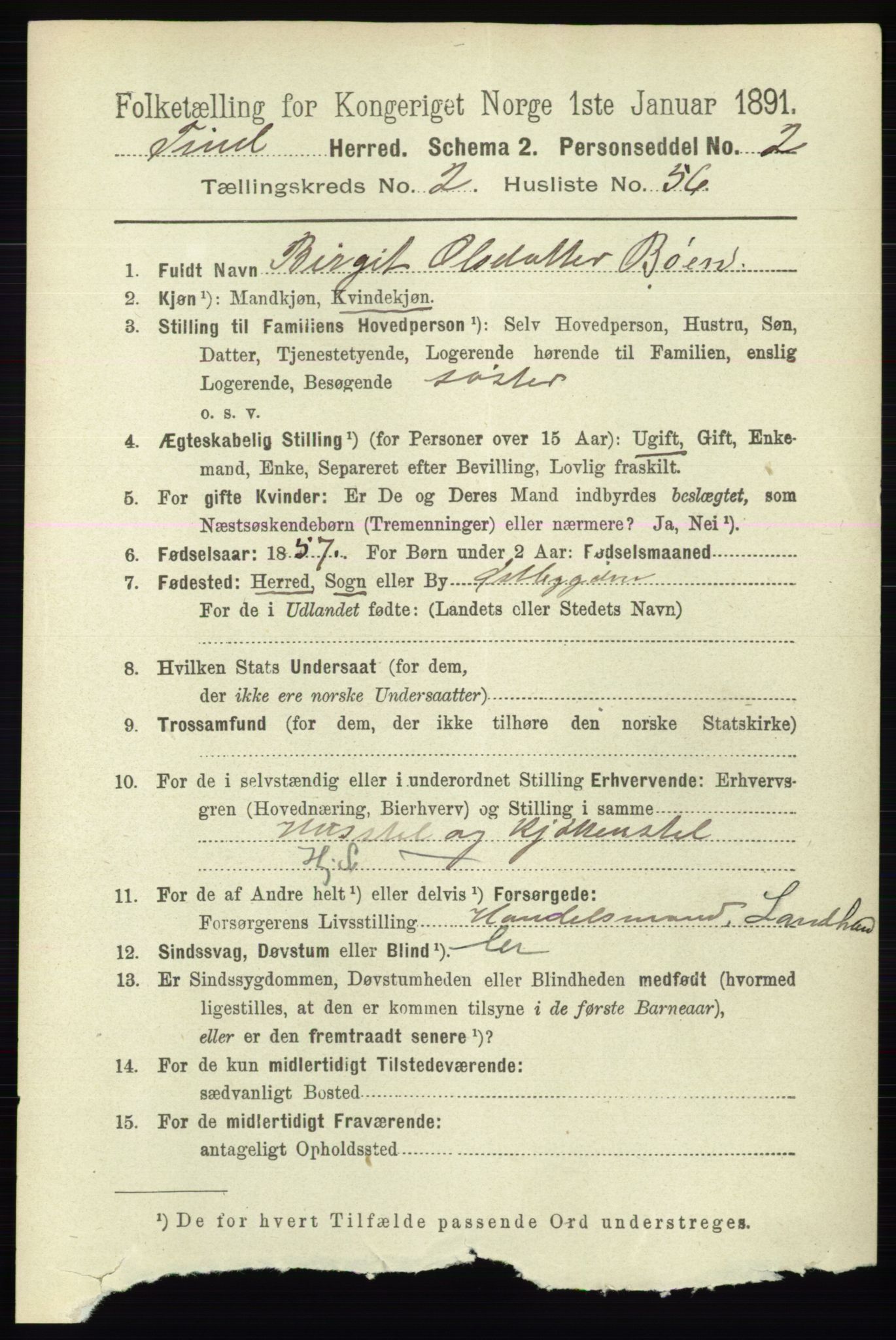 RA, 1891 census for 0826 Tinn, 1891, p. 467