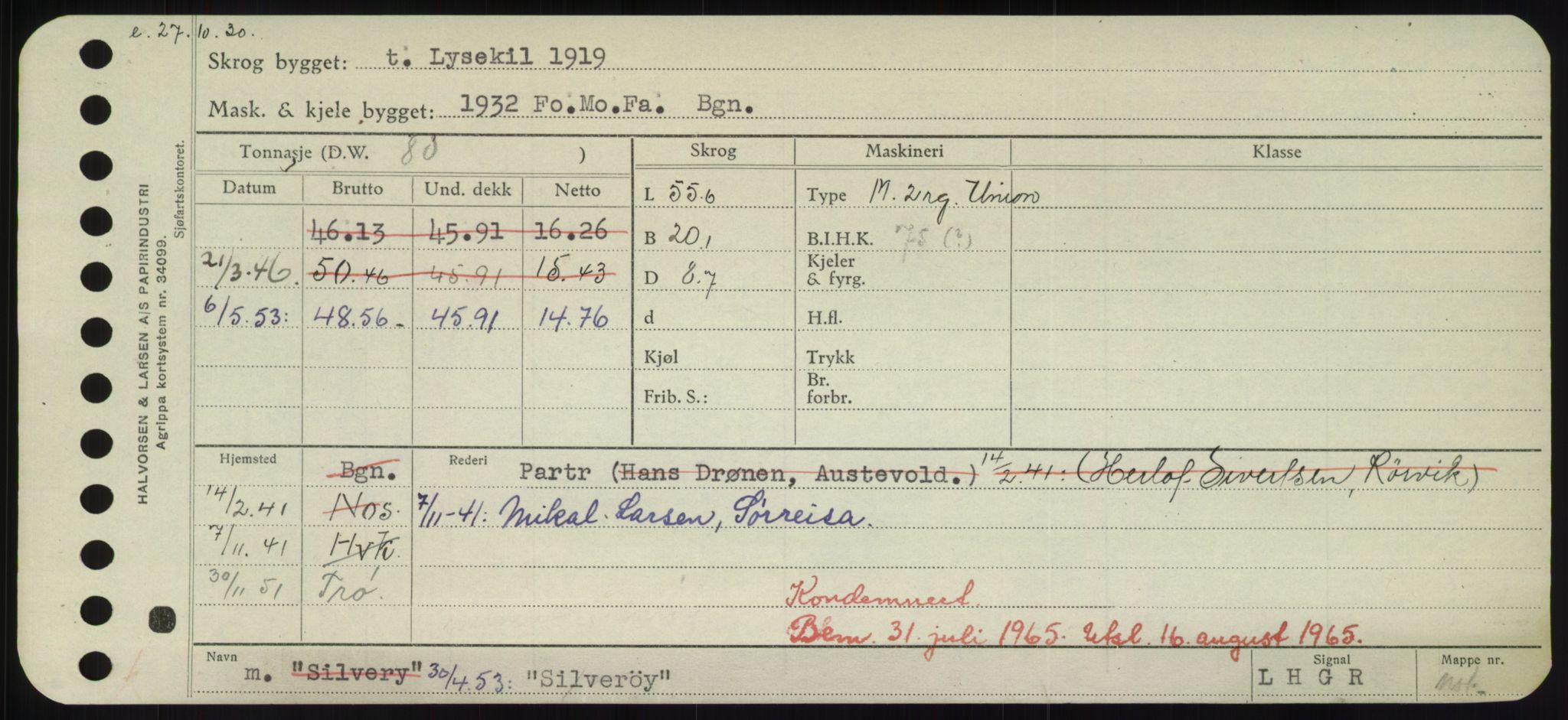 Sjøfartsdirektoratet med forløpere, Skipsmålingen, RA/S-1627/H/Hd/L0033: Fartøy, Sevi-Sjø, p. 173