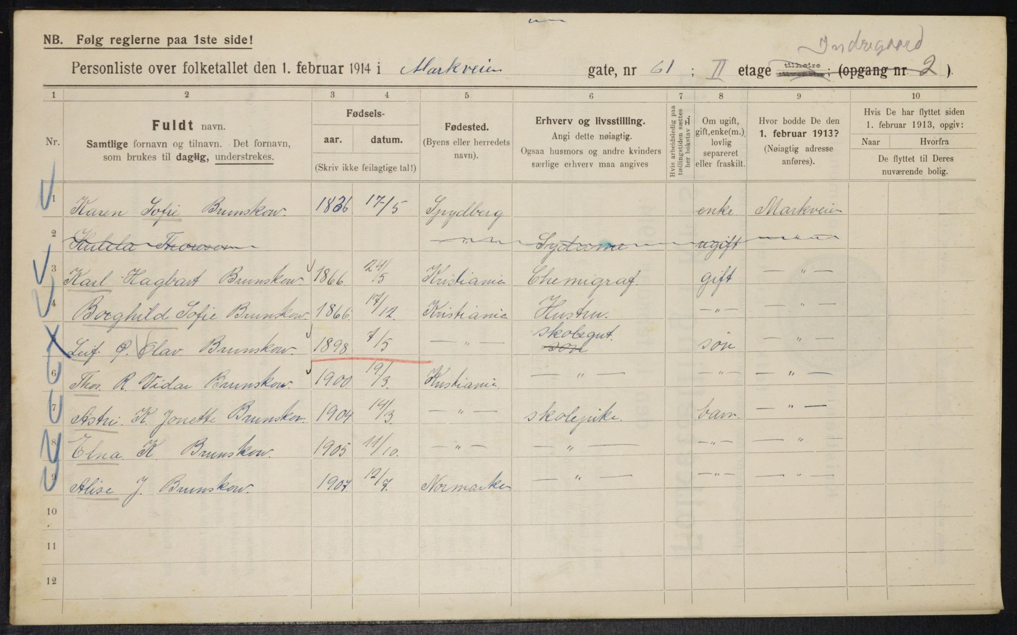 OBA, Municipal Census 1914 for Kristiania, 1914, p. 64403