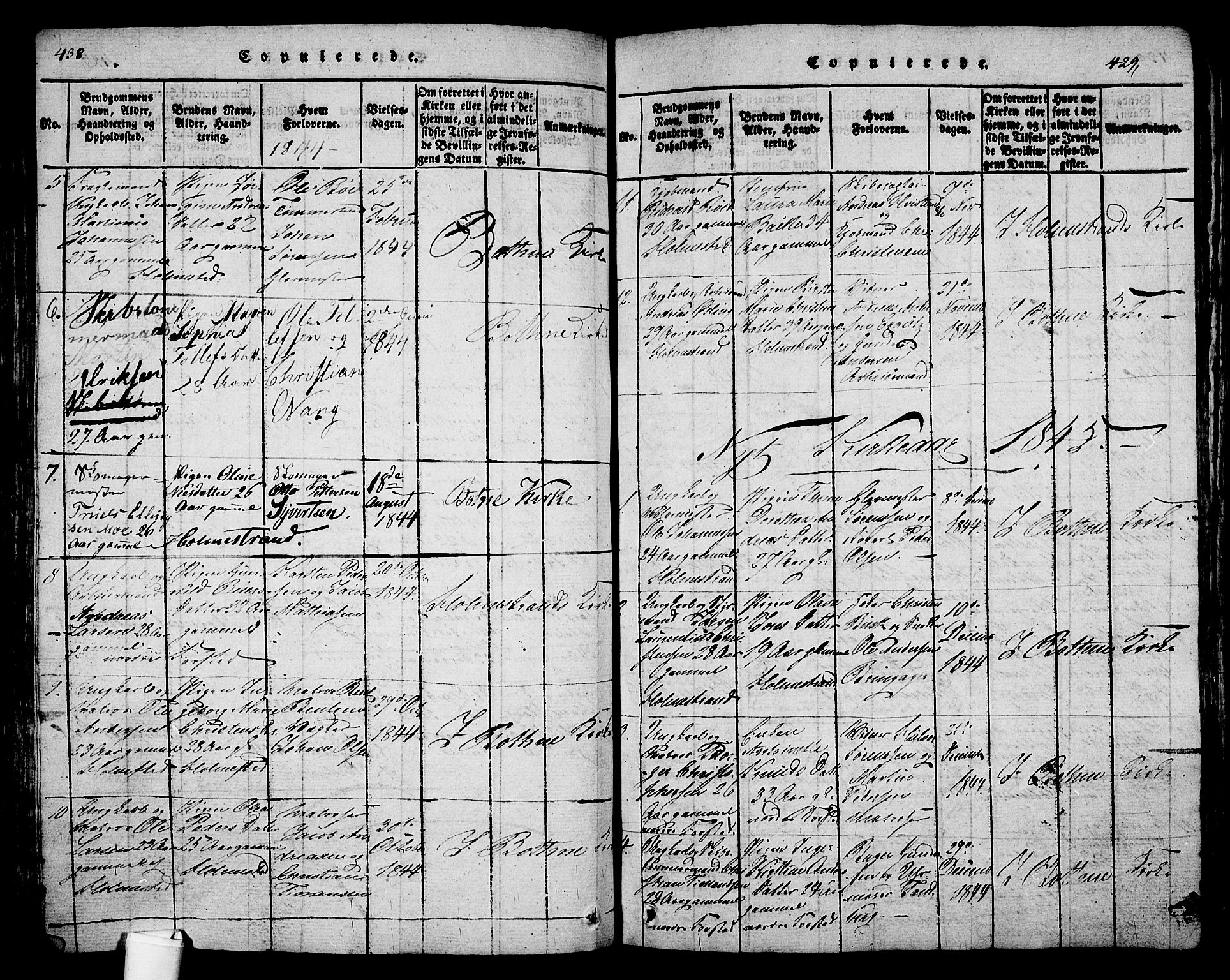 Holmestrand kirkebøker, SAKO/A-346/G/Ga/L0001: Parish register (copy) no. 1, 1814-1848, p. 428-429