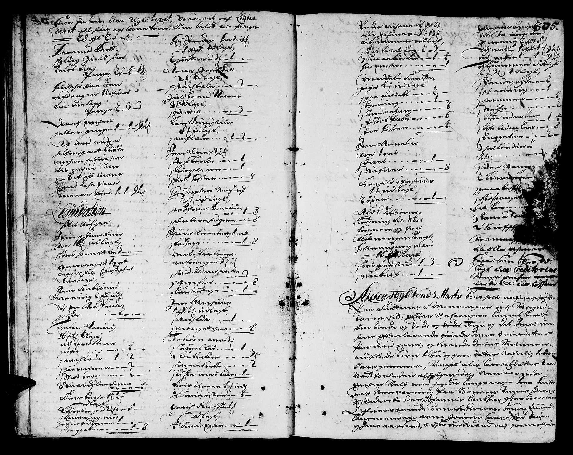 Sunnhordland sorenskrivar, AV/SAB-A-2401/1/H/Ha/Haa/L0002: Skifteprotokollar. Register på kort. Fol 290- ut, 1695-1699, p. 304b-305a