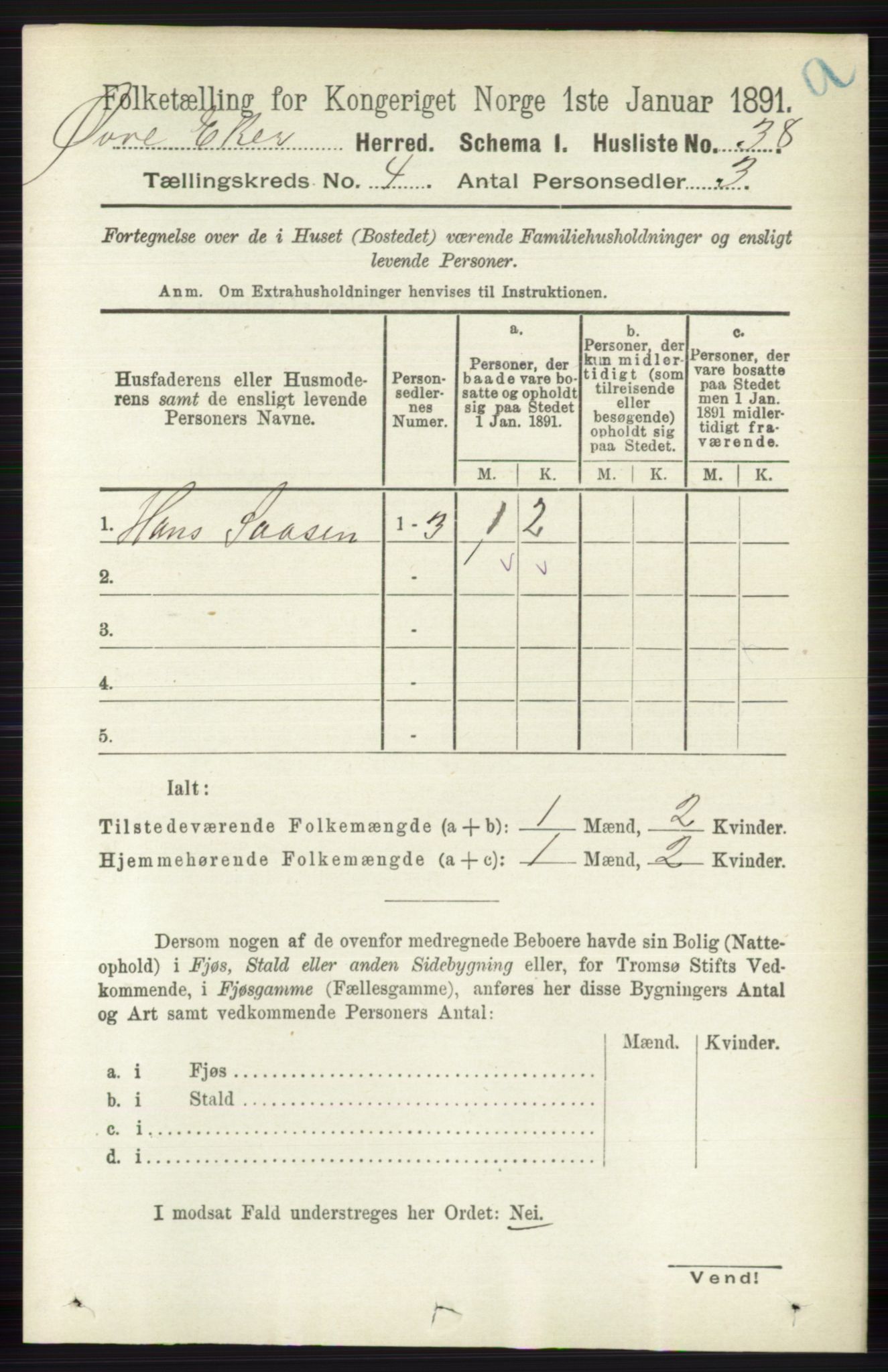 RA, 1891 census for 0624 Øvre Eiker, 1891, p. 1470