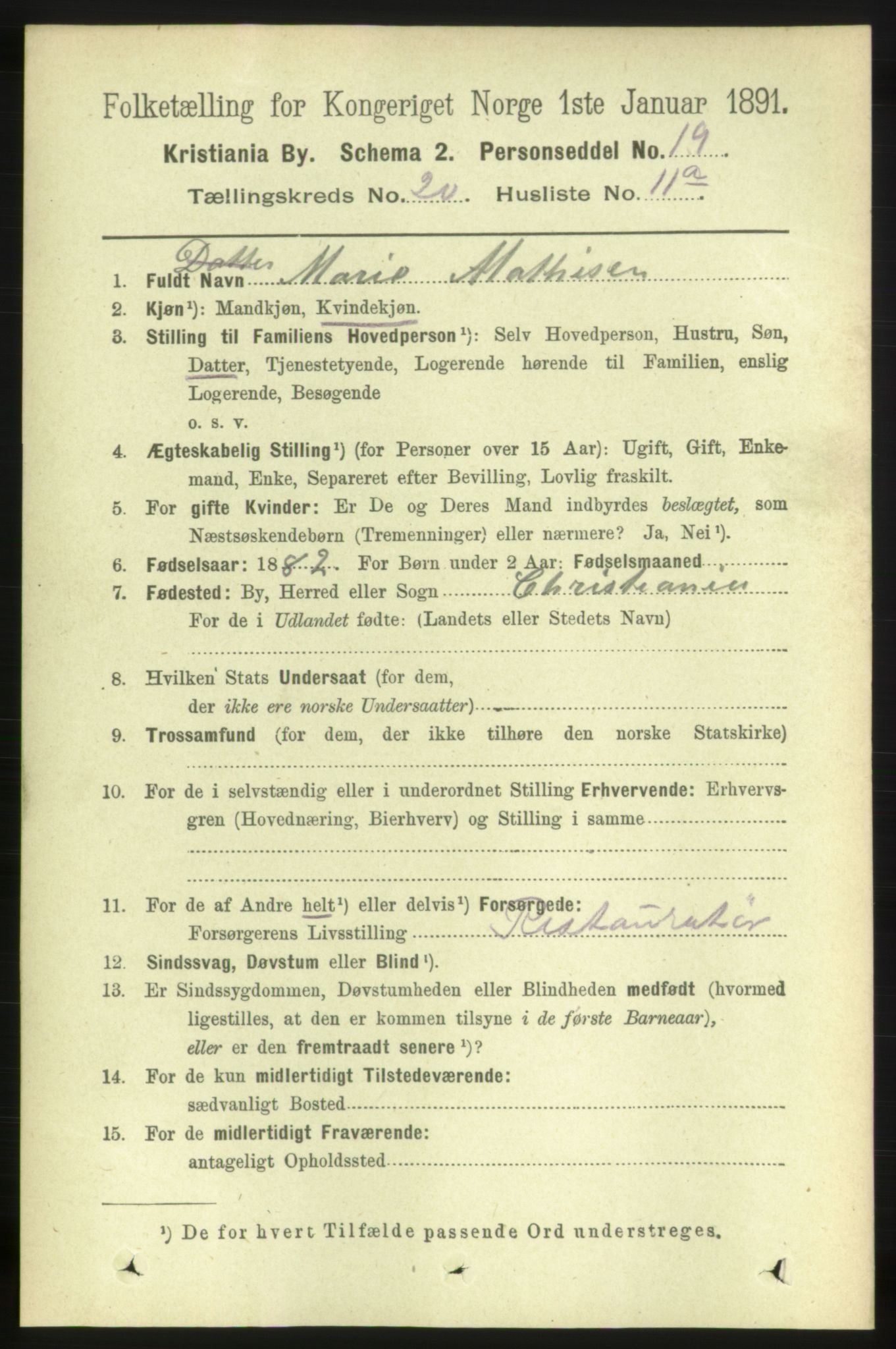 RA, 1891 census for 0301 Kristiania, 1891, p. 9986