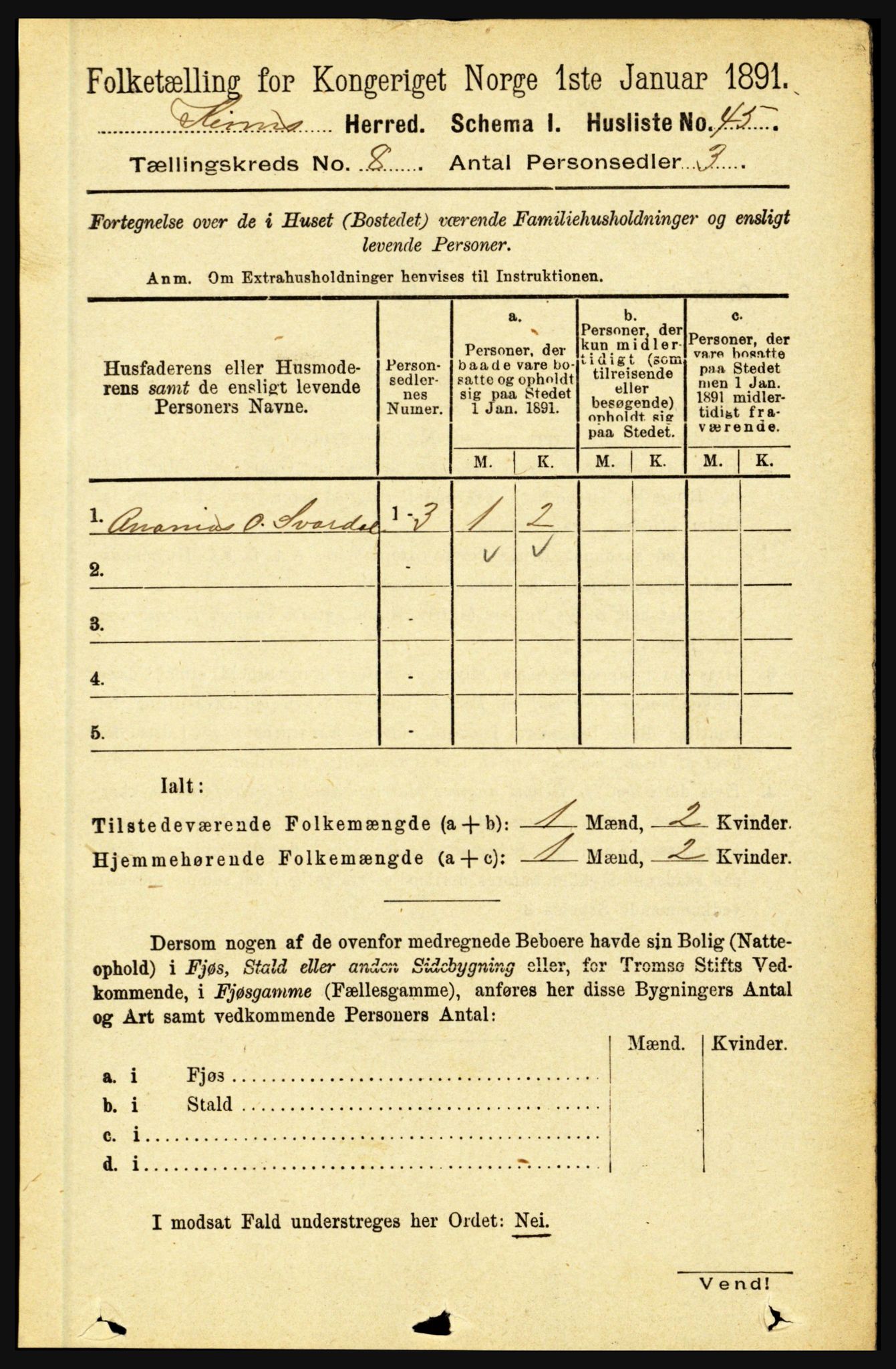 RA, 1891 census for 1437 Kinn, 1891, p. 3102