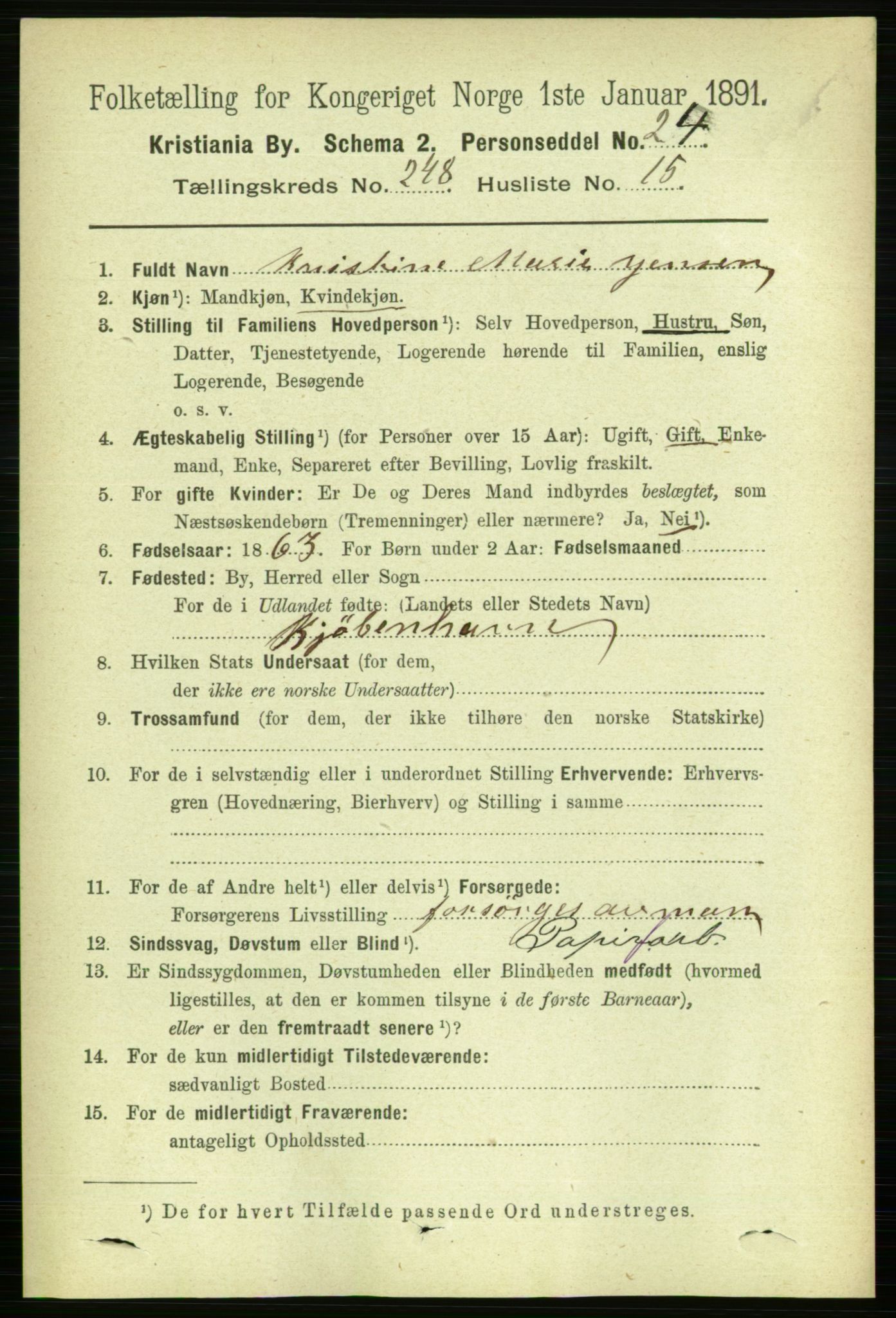 RA, 1891 census for 0301 Kristiania, 1891, p. 151742