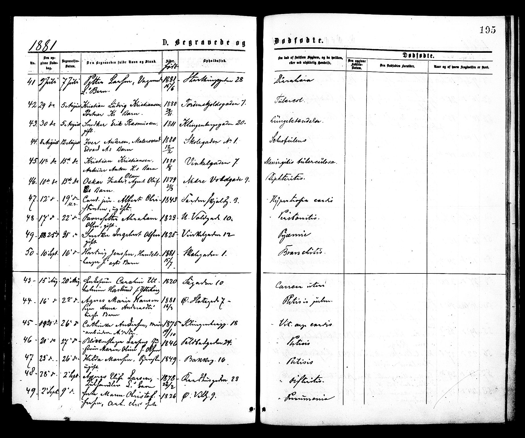 Johannes prestekontor Kirkebøker, AV/SAO-A-10852/F/Fa/L0002: Parish register (official) no. 2, 1875-1882, p. 195