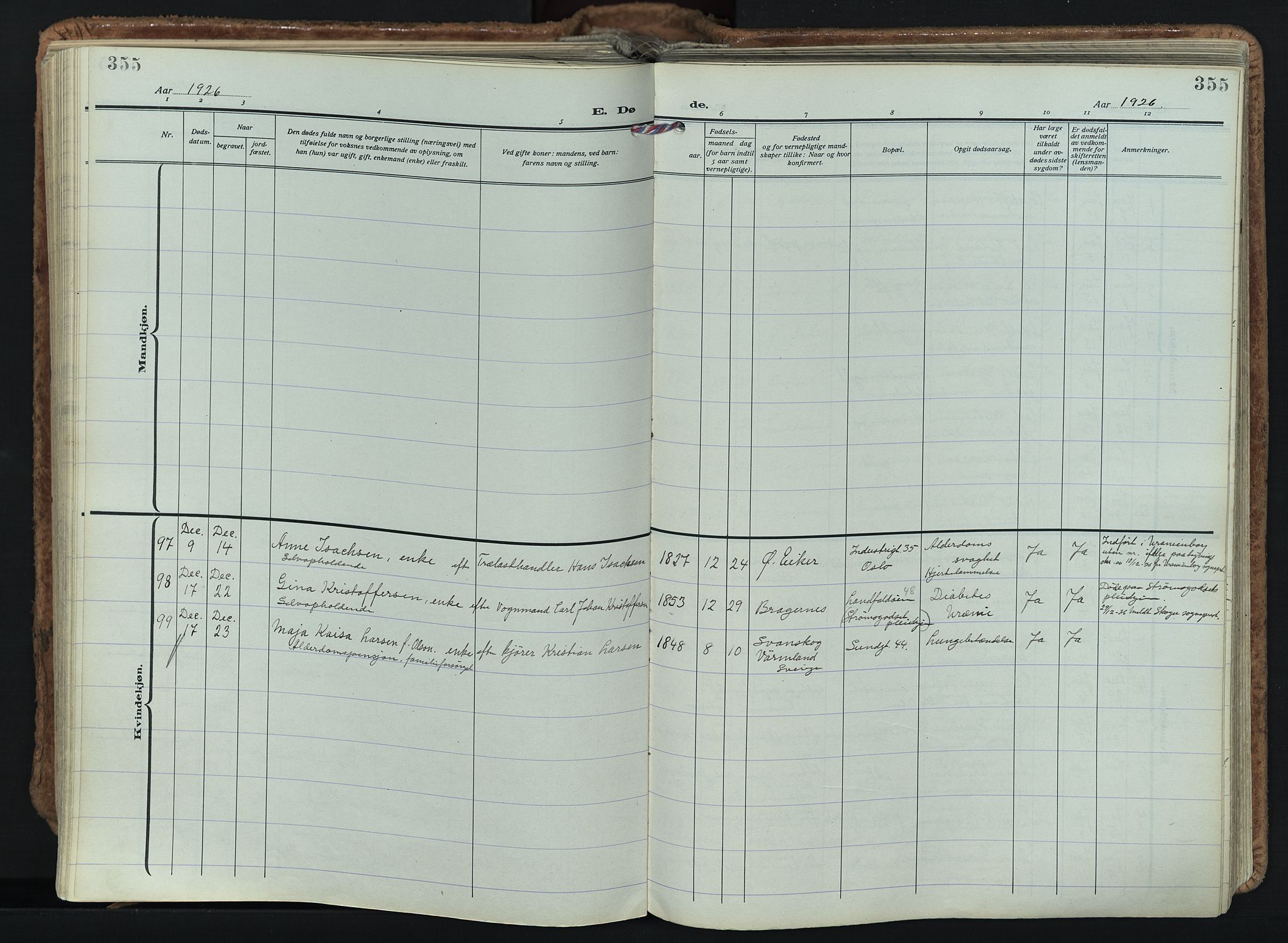 Bragernes kirkebøker, AV/SAKO-A-6/F/Fb/L0011: Parish register (official) no. II 11, 1922-1945, p. 355