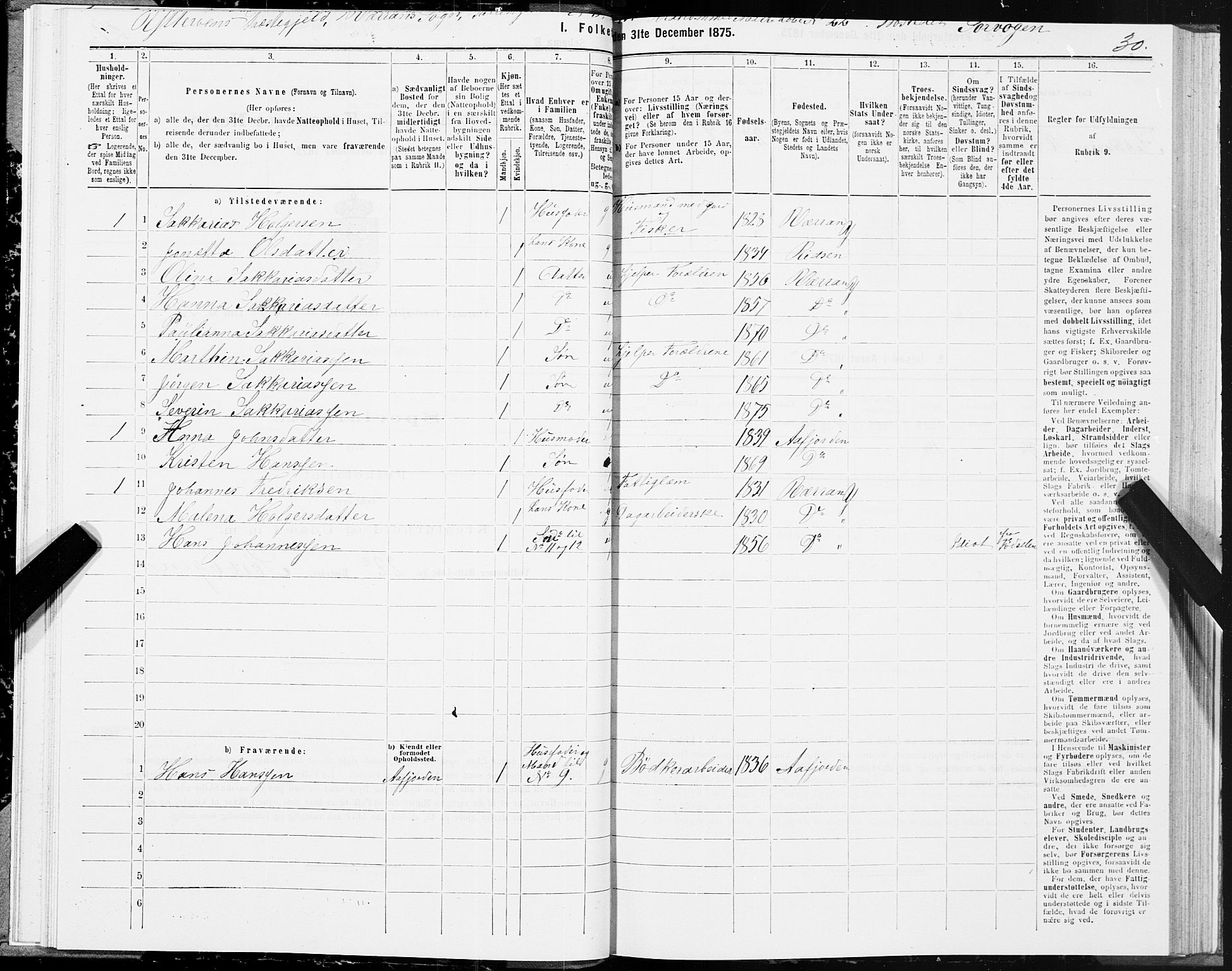 SAT, 1875 census for 1722P Ytterøy, 1875, p. 5030