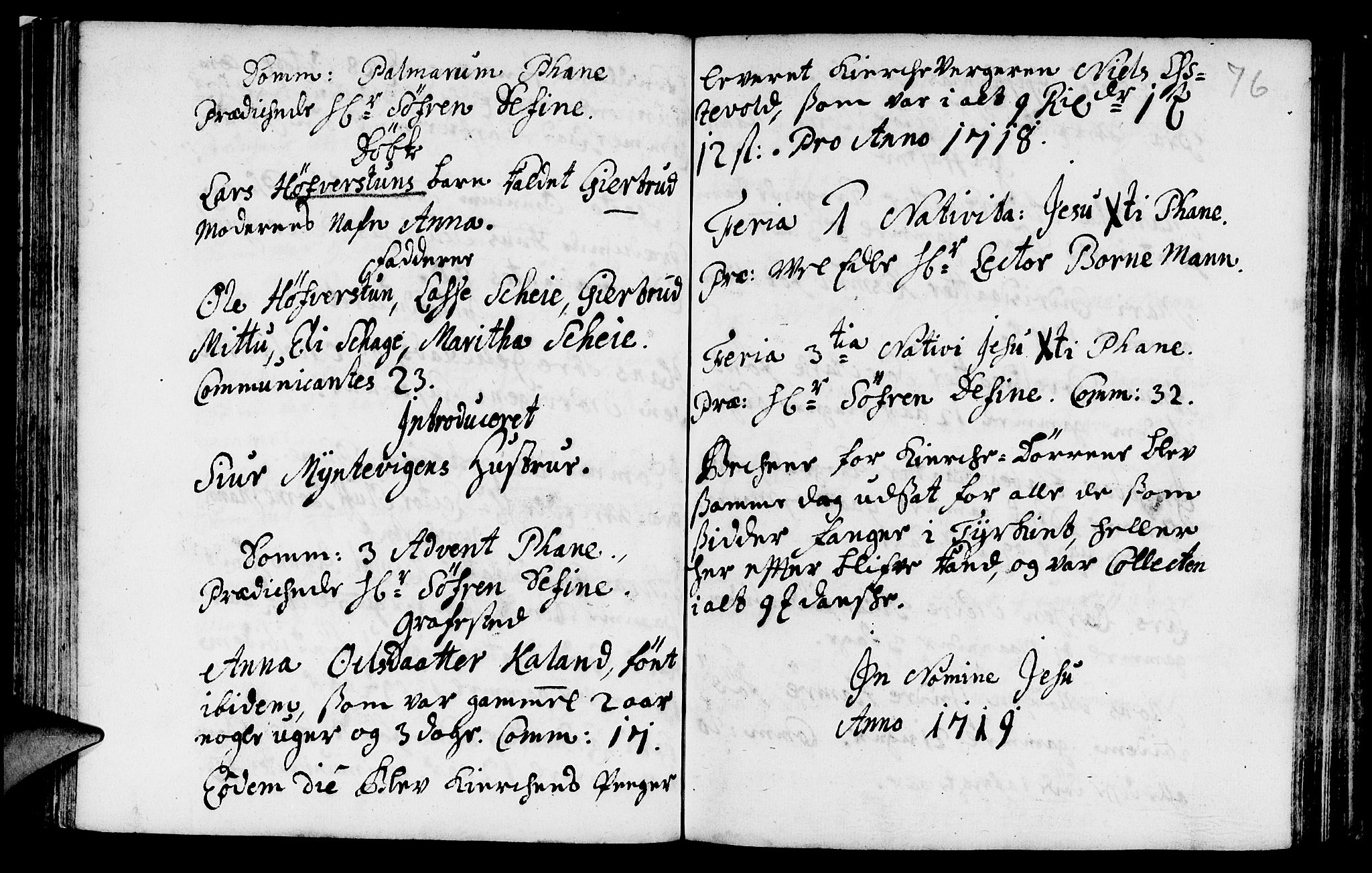 Fana Sokneprestembete, SAB/A-75101/H/Haa/Haaa/L0001: Parish register (official) no. A 1, 1712-1719, p. 76