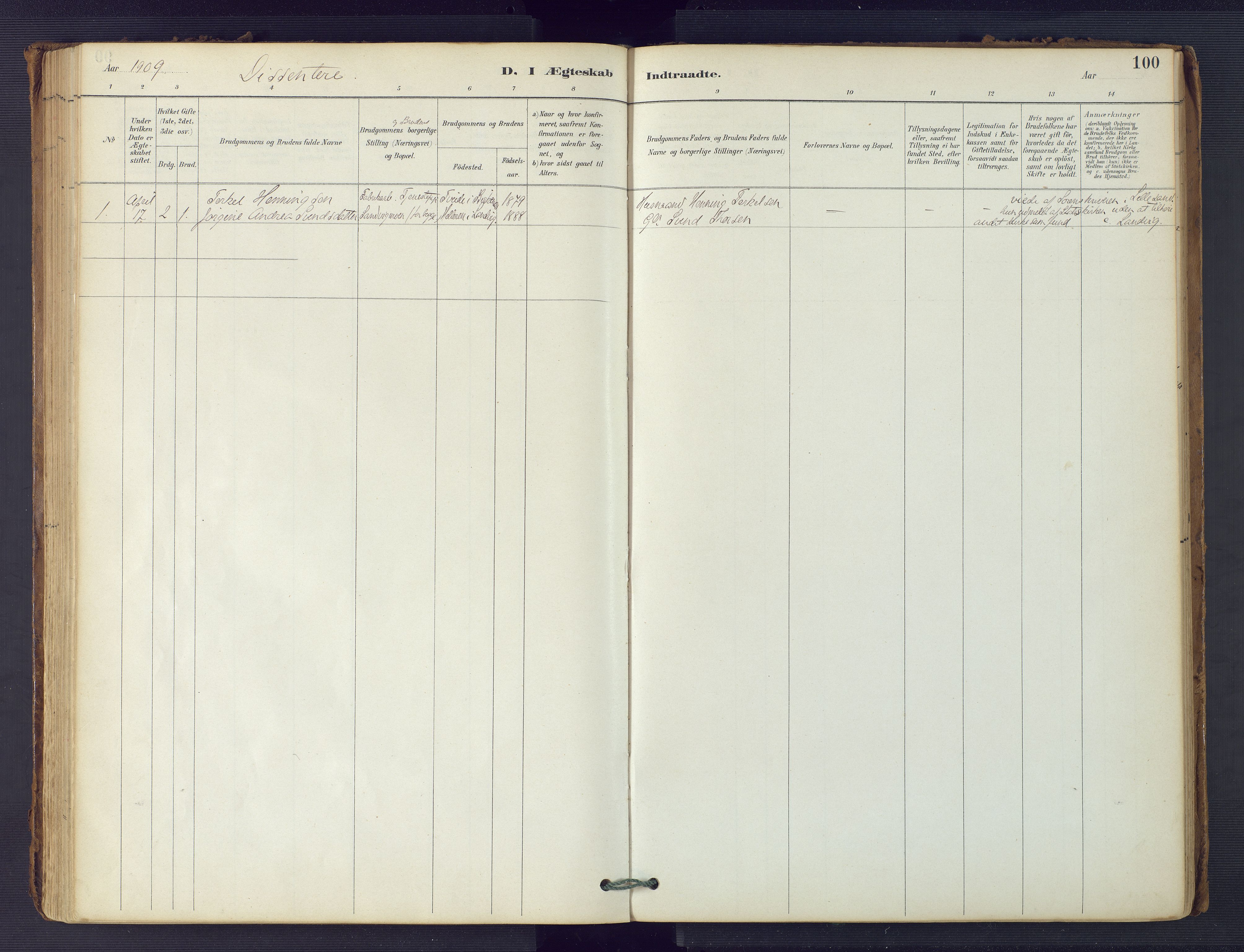 Hommedal sokneprestkontor, SAK/1111-0023/F/Fa/Faa/L0003: Parish register (official) no. A 3, 1885-1916, p. 100