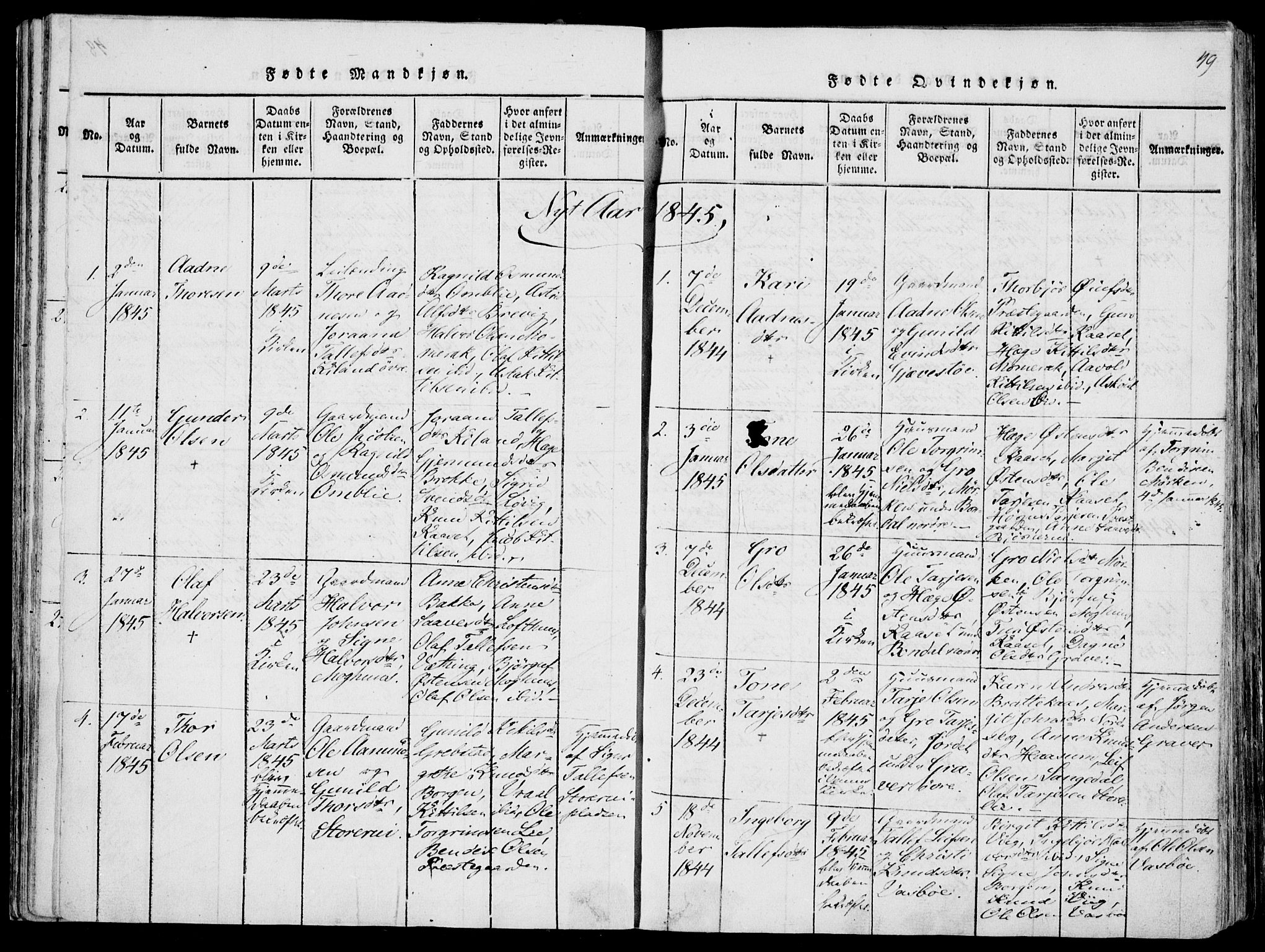 Fyresdal kirkebøker, AV/SAKO-A-263/F/Fa/L0004: Parish register (official) no. I 4, 1815-1854, p. 49