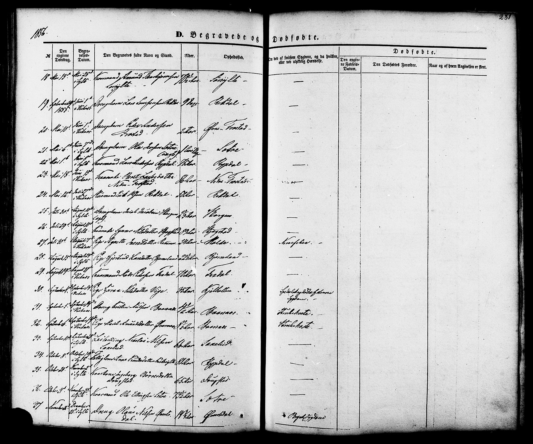 Ministerialprotokoller, klokkerbøker og fødselsregistre - Møre og Romsdal, AV/SAT-A-1454/539/L0529: Parish register (official) no. 539A02, 1848-1872, p. 281