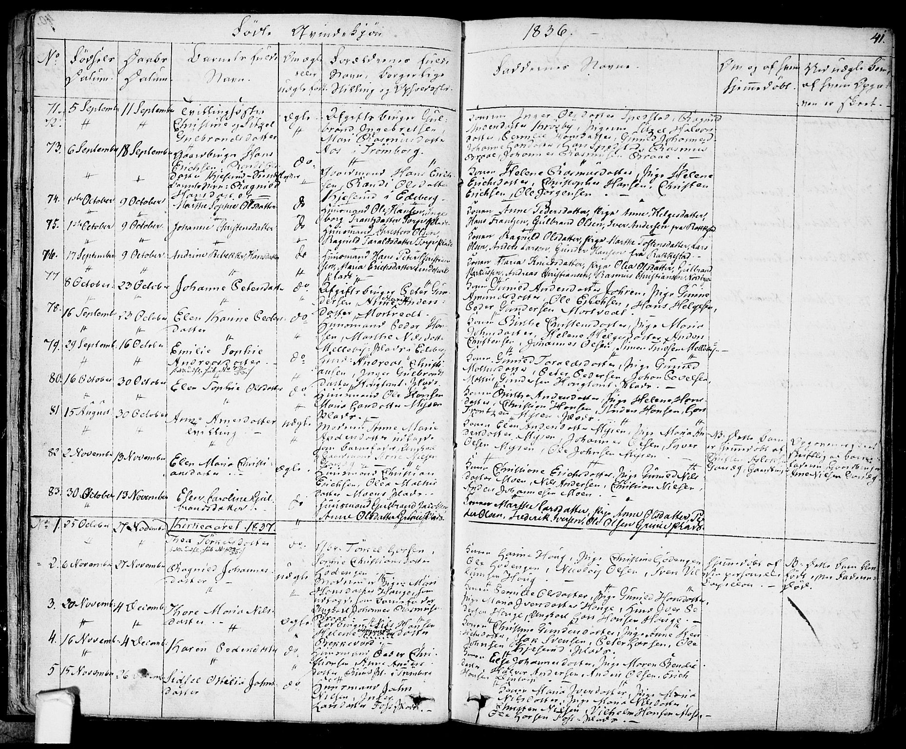 Eidsberg prestekontor Kirkebøker, SAO/A-10905/F/Fa/L0008: Parish register (official) no. I 8, 1832-1848, p. 41